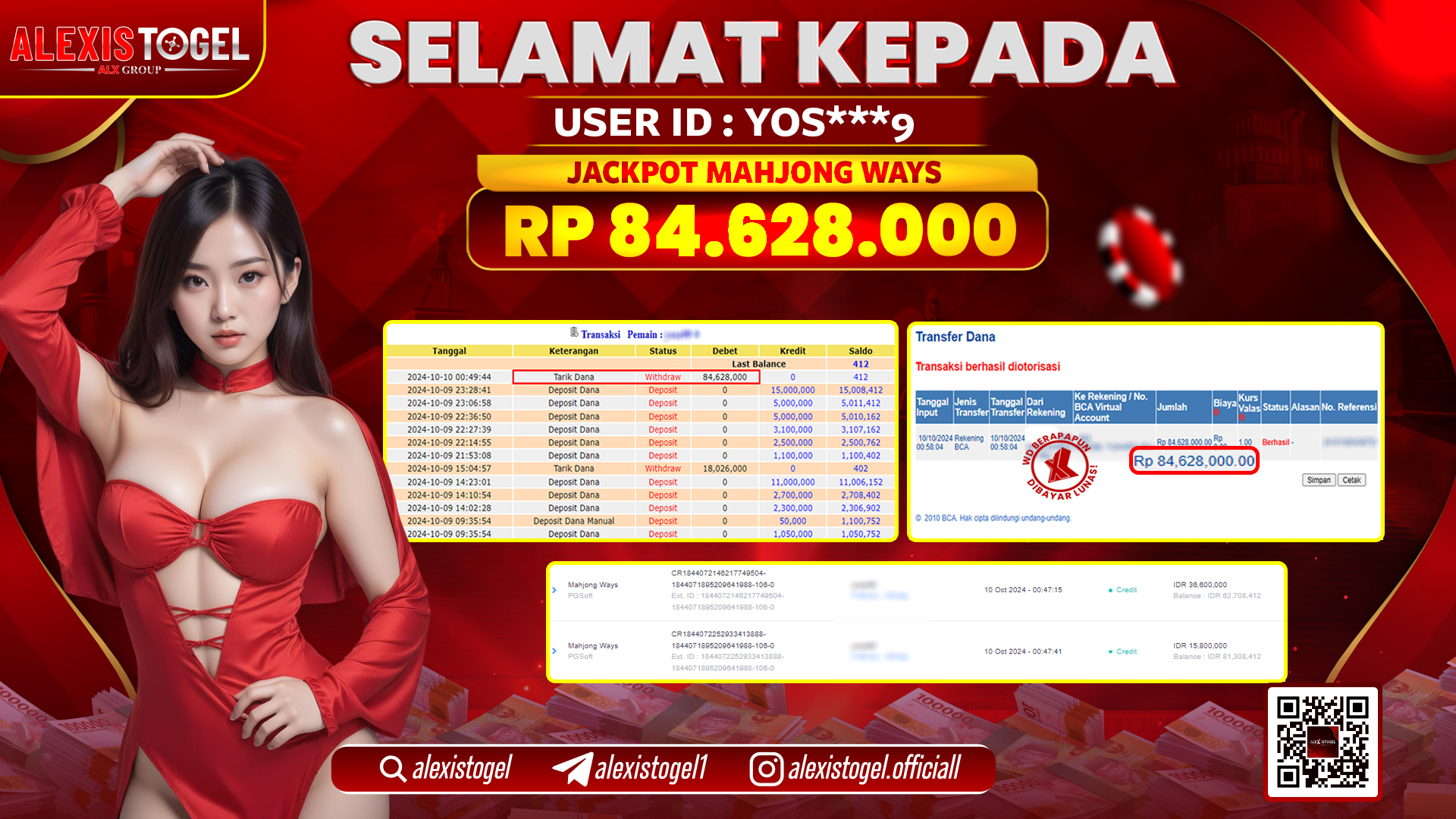 ALEXISTOGEL SLOT MAHJONG WAYS RP.84.628.000 LUNAS