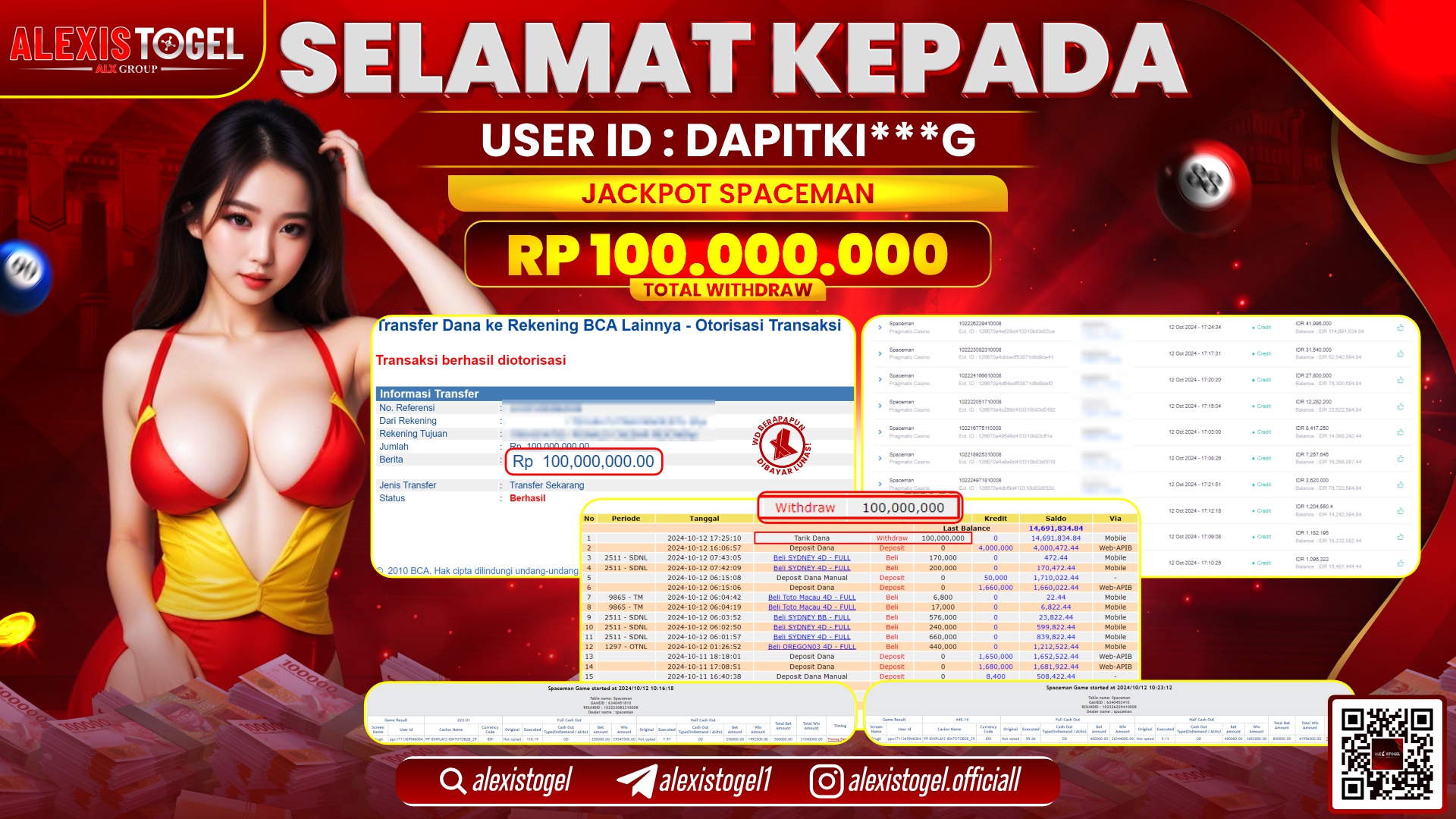 ALEXISTOGEL SLOT SPACEMAN RP.100.000.000 LUNAS