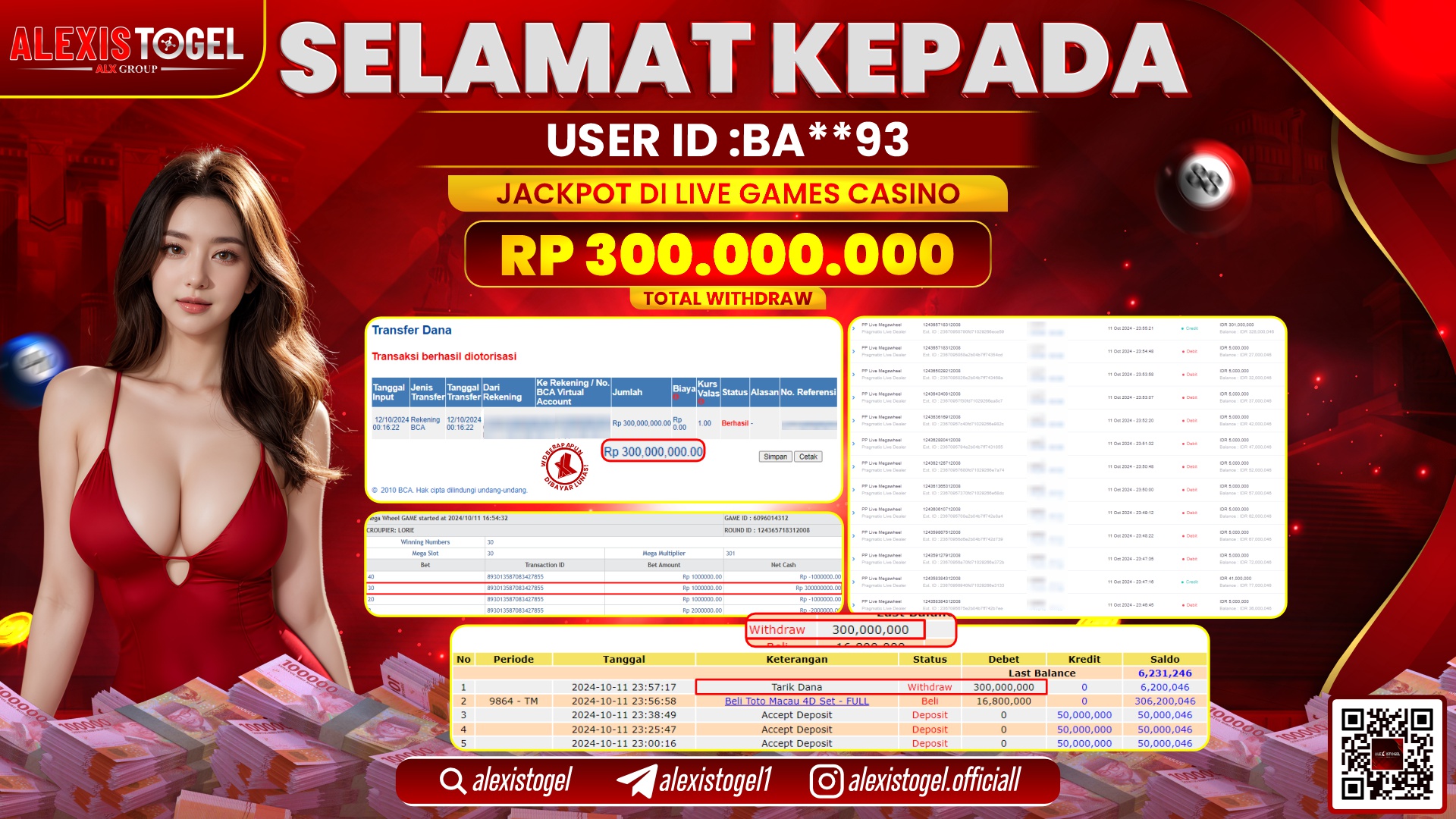 ALEXISTOGEL LIVE GAME CASINO RP.300.000.000 LUNAS