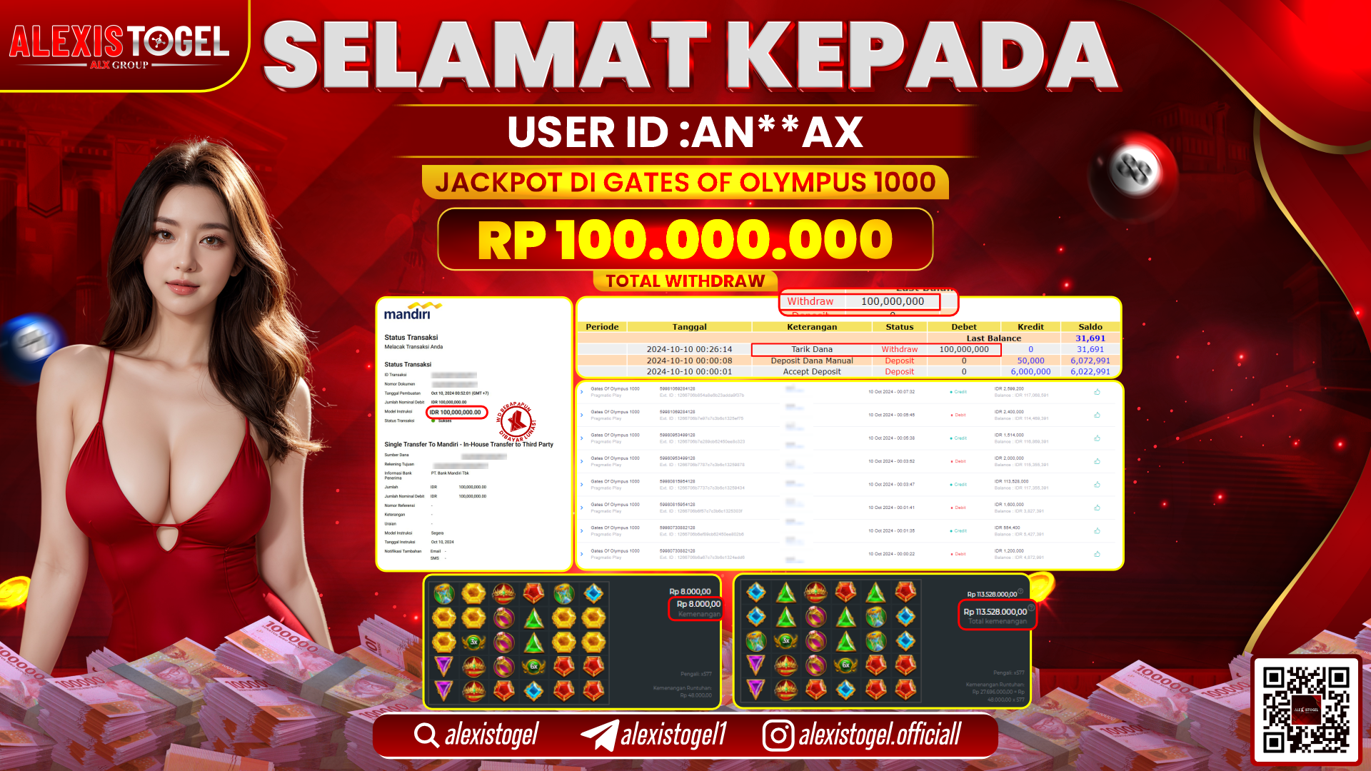 ALEXISTOGEL SLOT GATES OF OLYMPUS RP.100.000.000 LUNAS