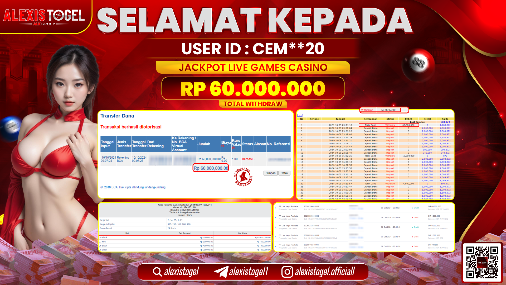 ALEXISTOGEL LIVE GAMES CASINO RP.60.000.000 LUNAS