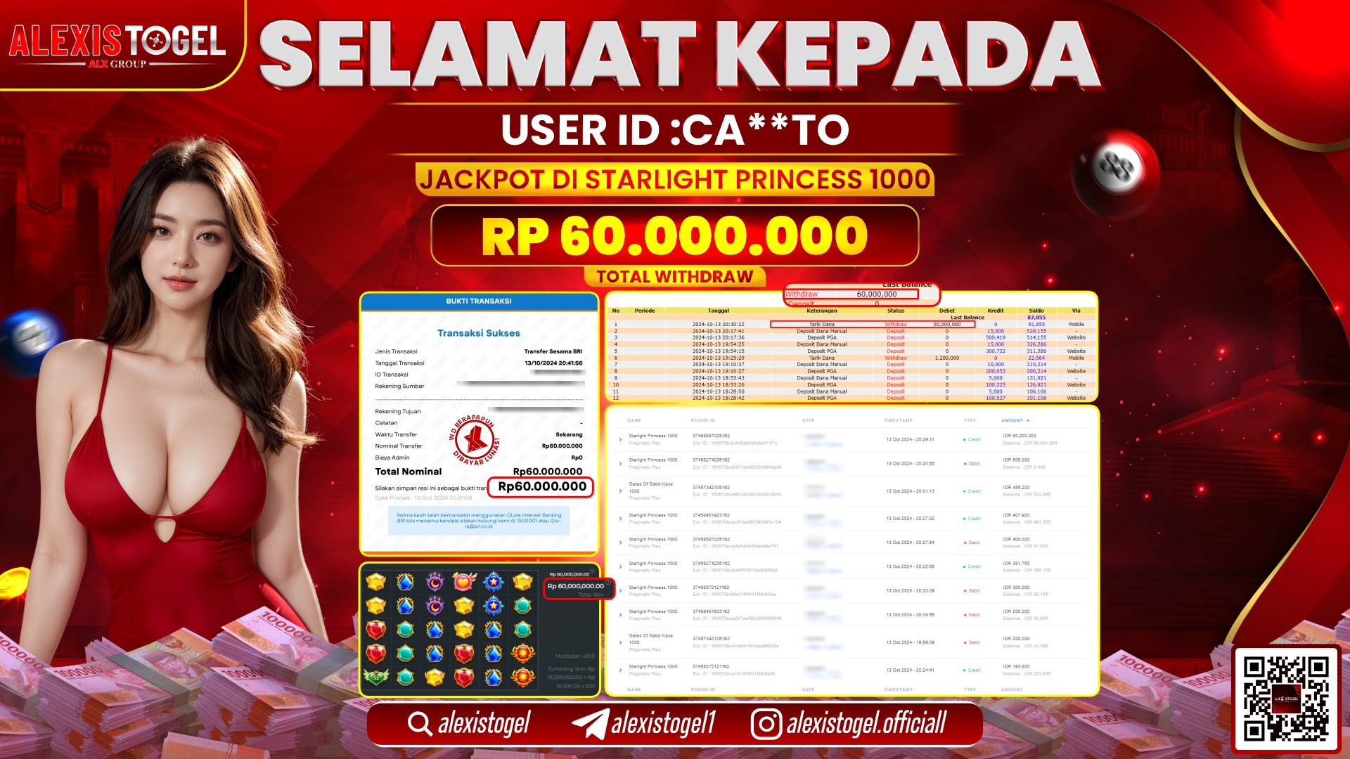 ALEXISTOGEL SLOT STARLIGHT PRINCESS RP.60.000.000 LUNAS