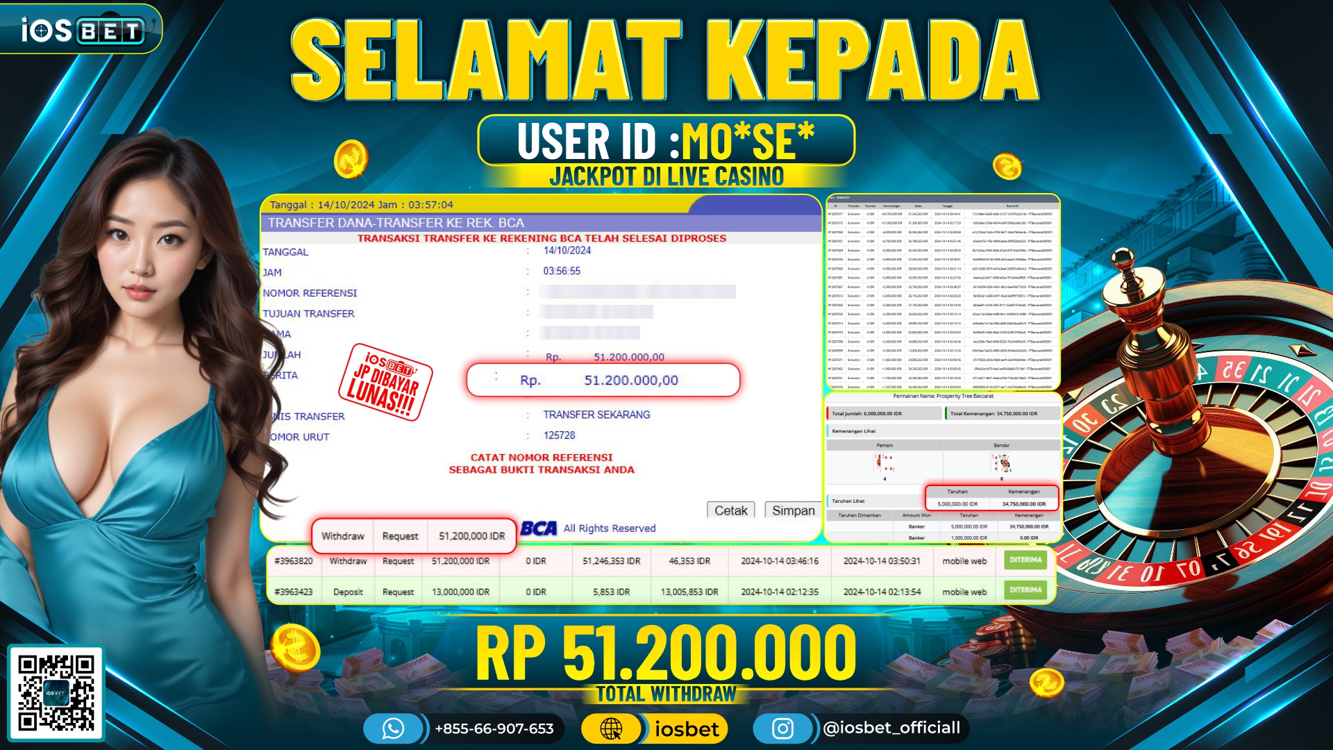 Bukti Pembayaran LUNAS LIVE GAME GACOR Rp.51.200.000,-