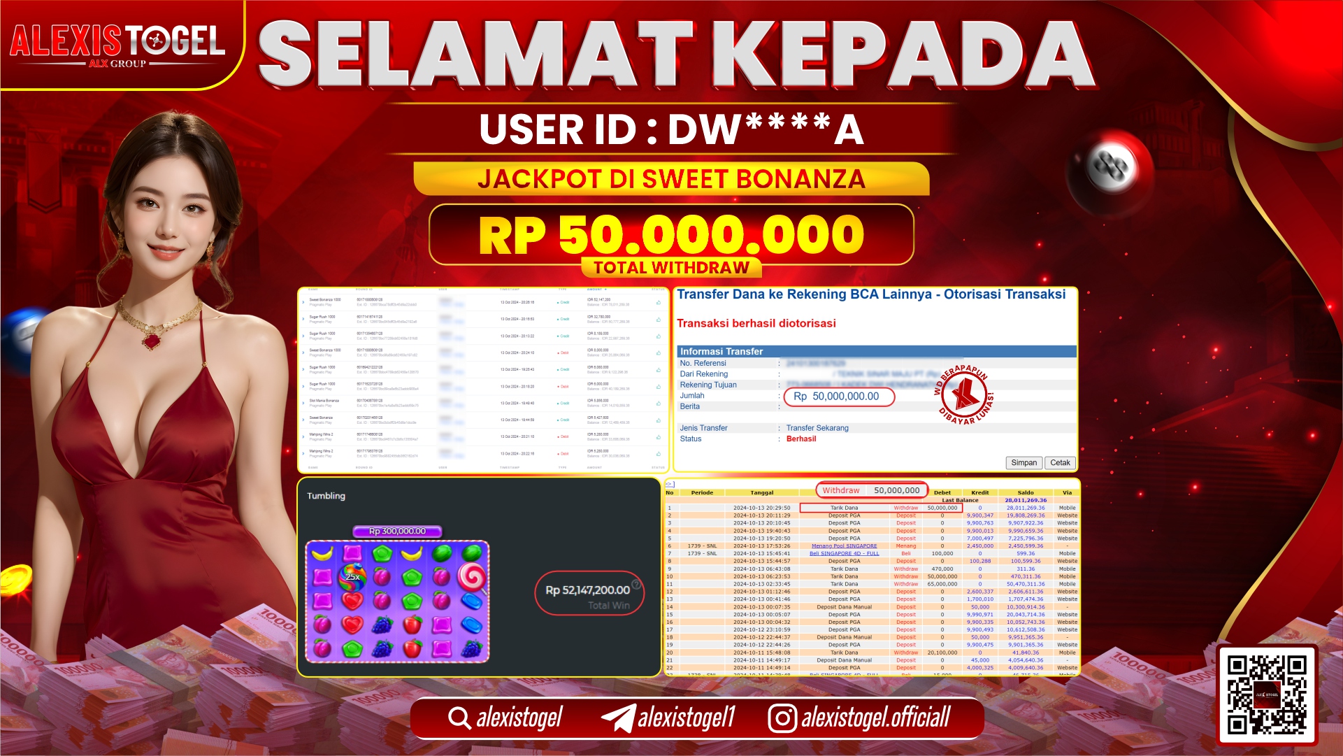 ALEXISTOGEL SLOT SWEET BONANZA RP.50.000.000 LUNAS