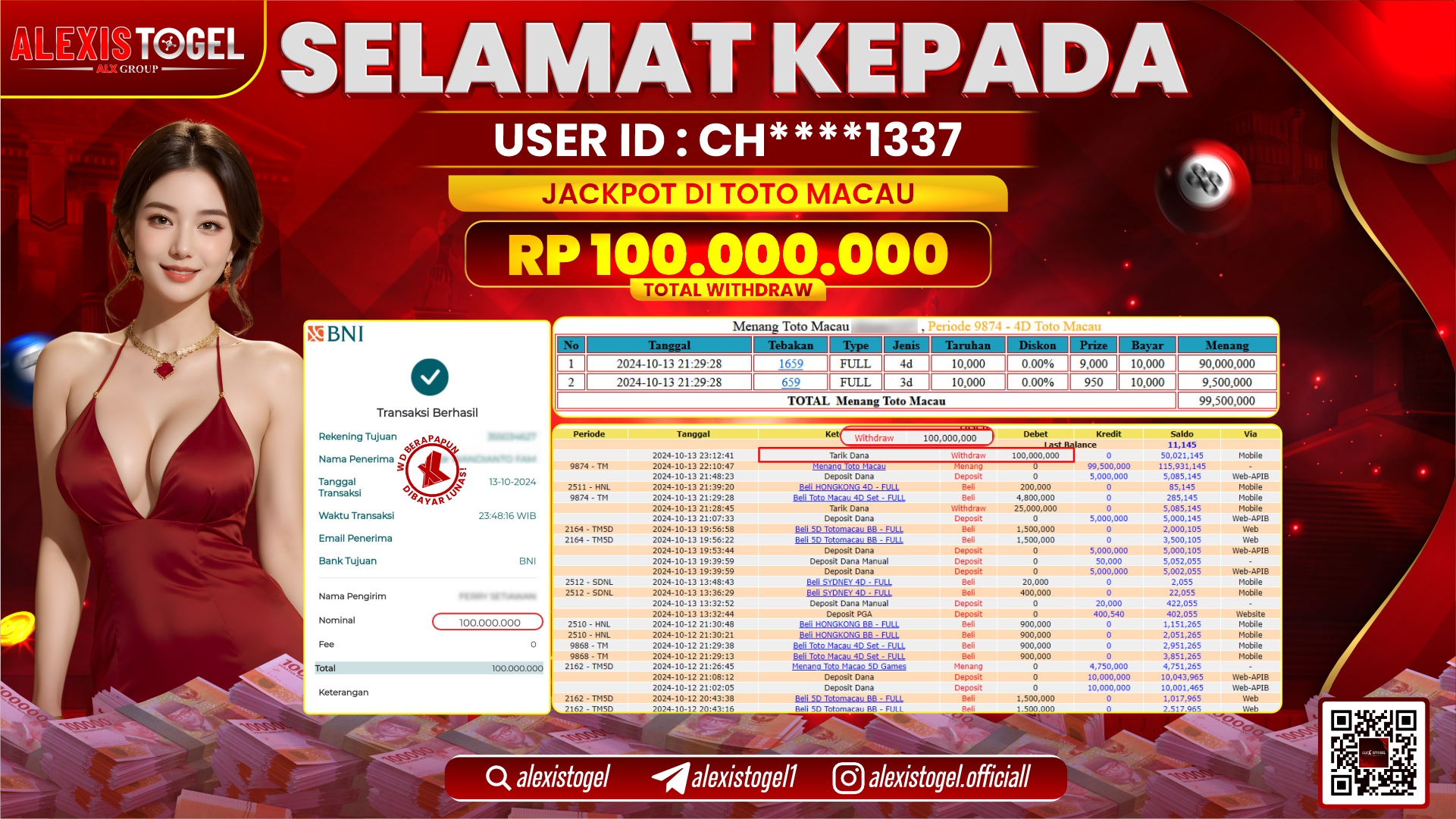 ALEXISTOGEL TOGEL TOTOMACAU POOLS RP.100.000.000 LUNAS