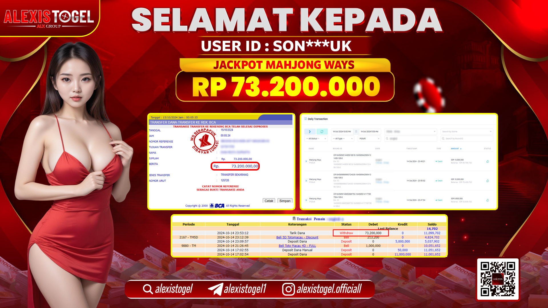 ALEXISTOGEL SLOT MAHJONG WAYS RP.73.200.000 LUNAS