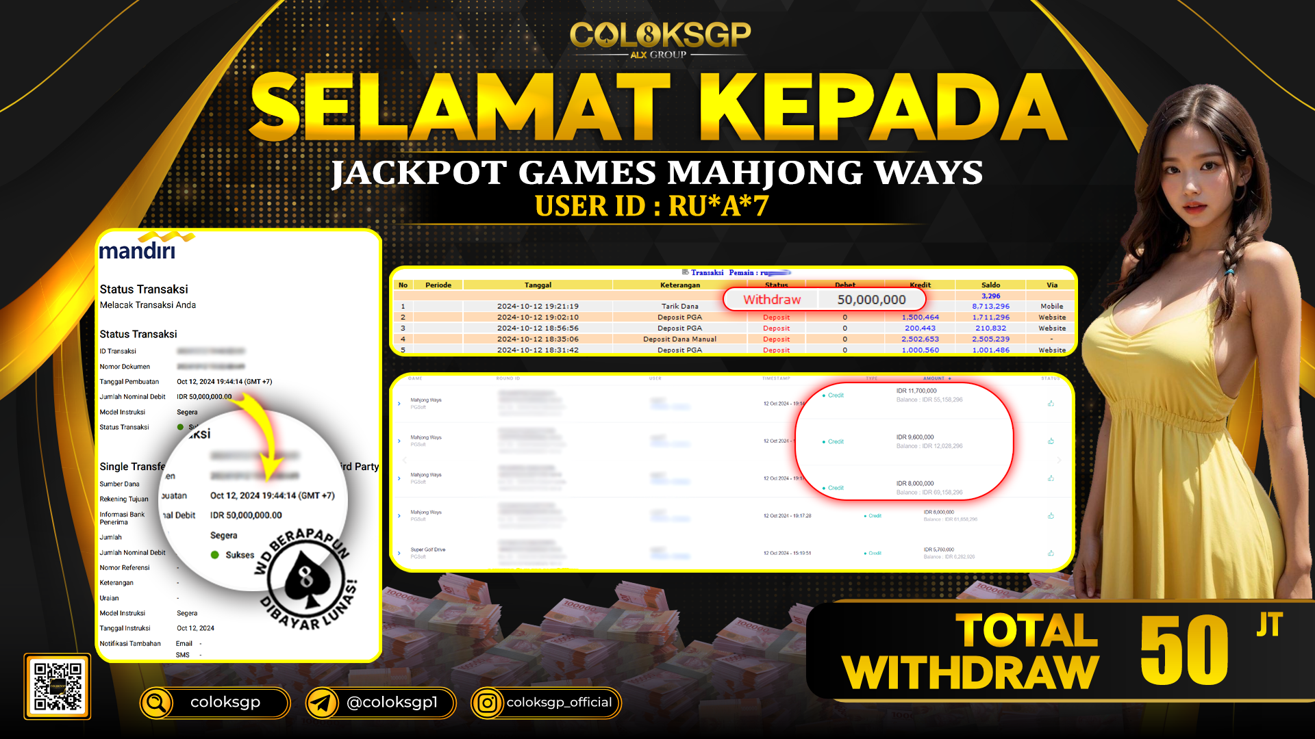 COLOKSGP JACKPOT SLOT GAMES RP 50.000.000 LUNAS