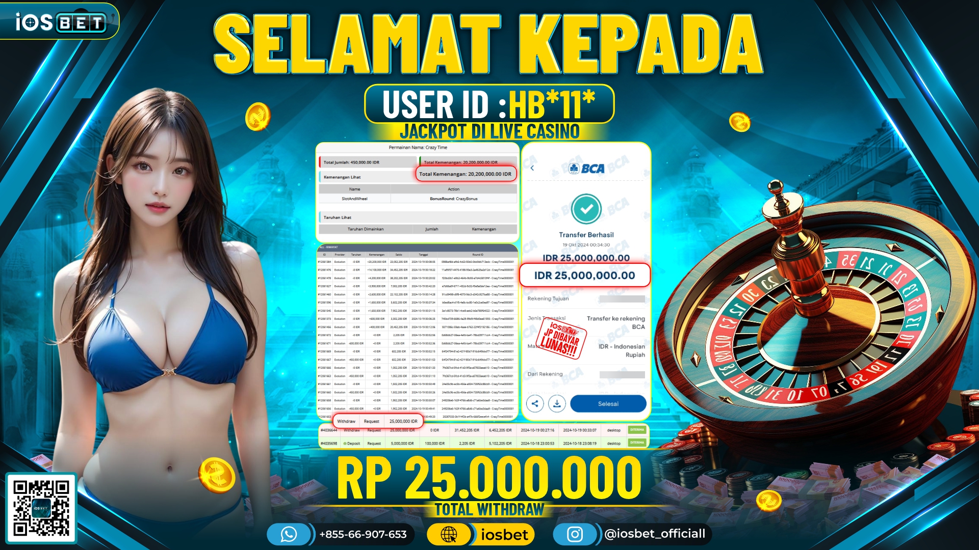 Bukti Pembayaran LUNAS LIVE GAME GACOR Rp.25.000.000,-