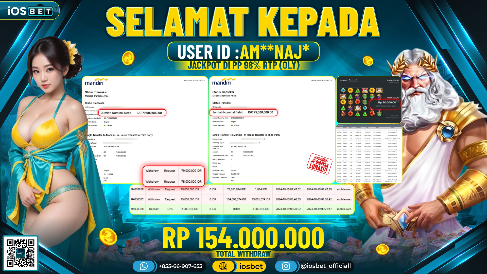 Bukti Pembayaran LUNAS SLOT GAME GACOR Rp.154.000.000,-