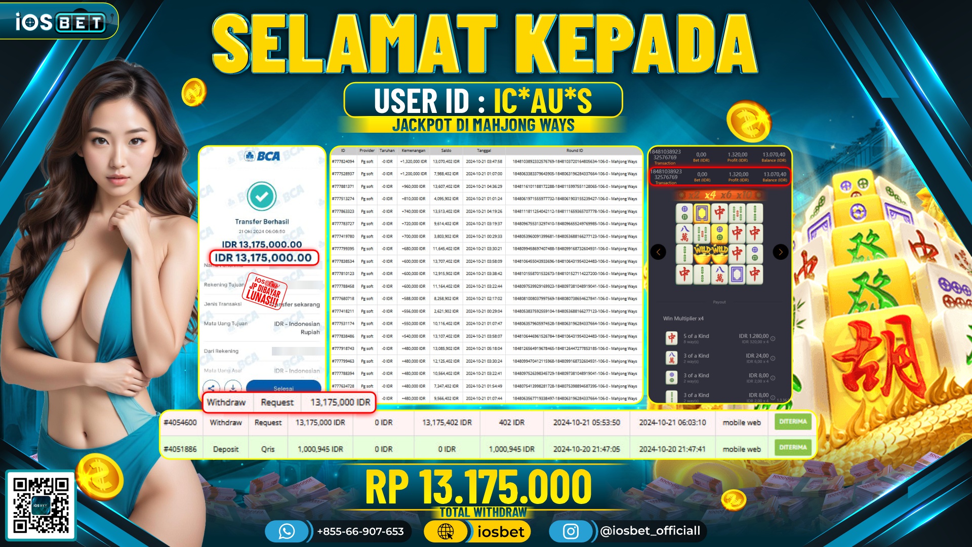 Bukti Pembayaran LUNAS SLOT GAME GACOR Rp.13.175.000,-