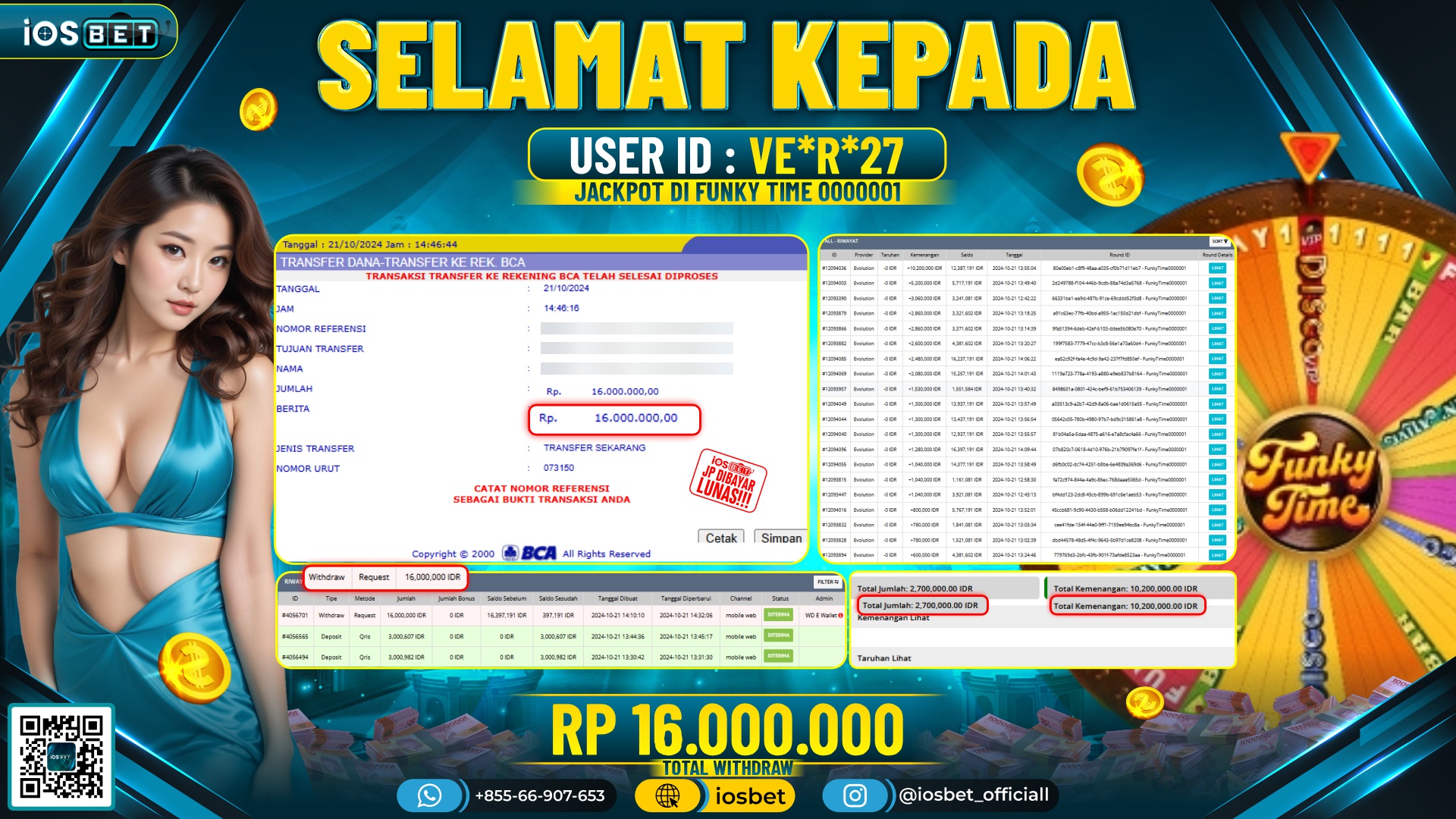 Bukti Pembayaran LUNAS SLOT GAME GACOR Rp.16.000.000,-
