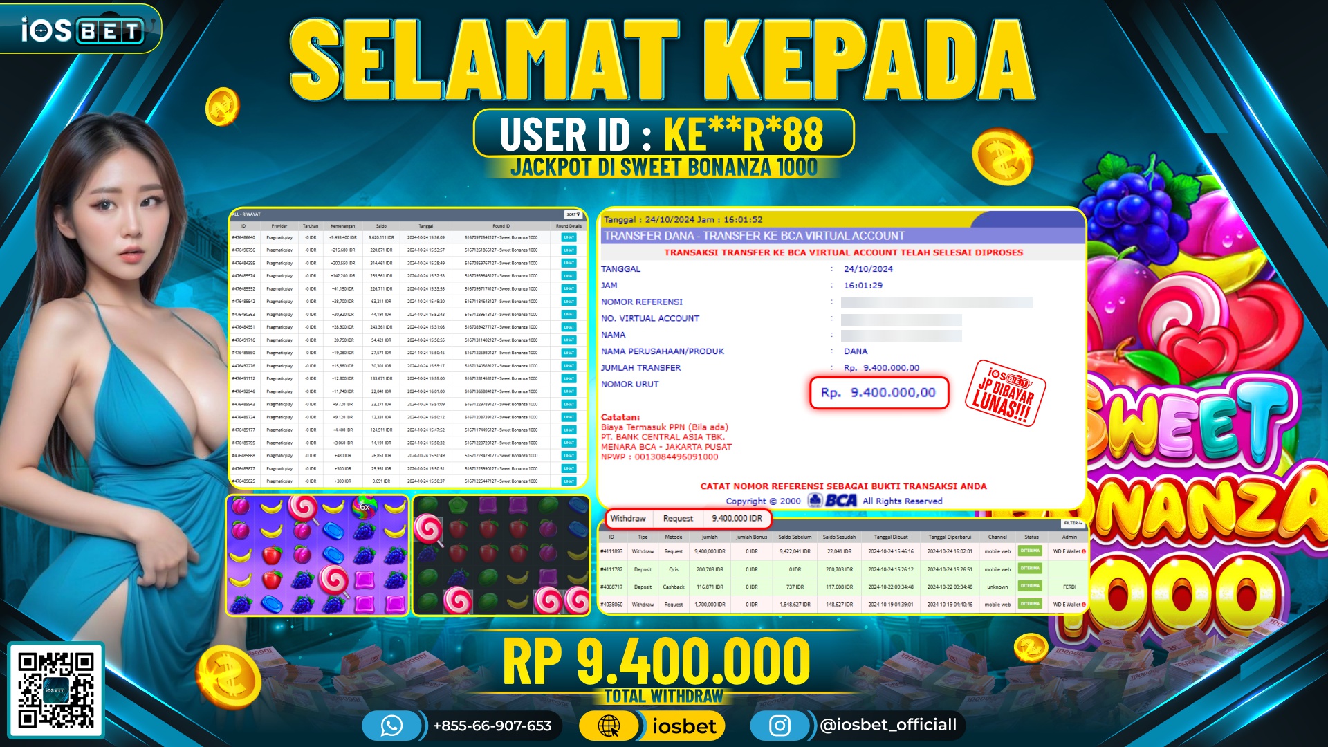 Bukti Pembayaran LUNAS SLOT GAME GACOR Rp.9.400.000,-