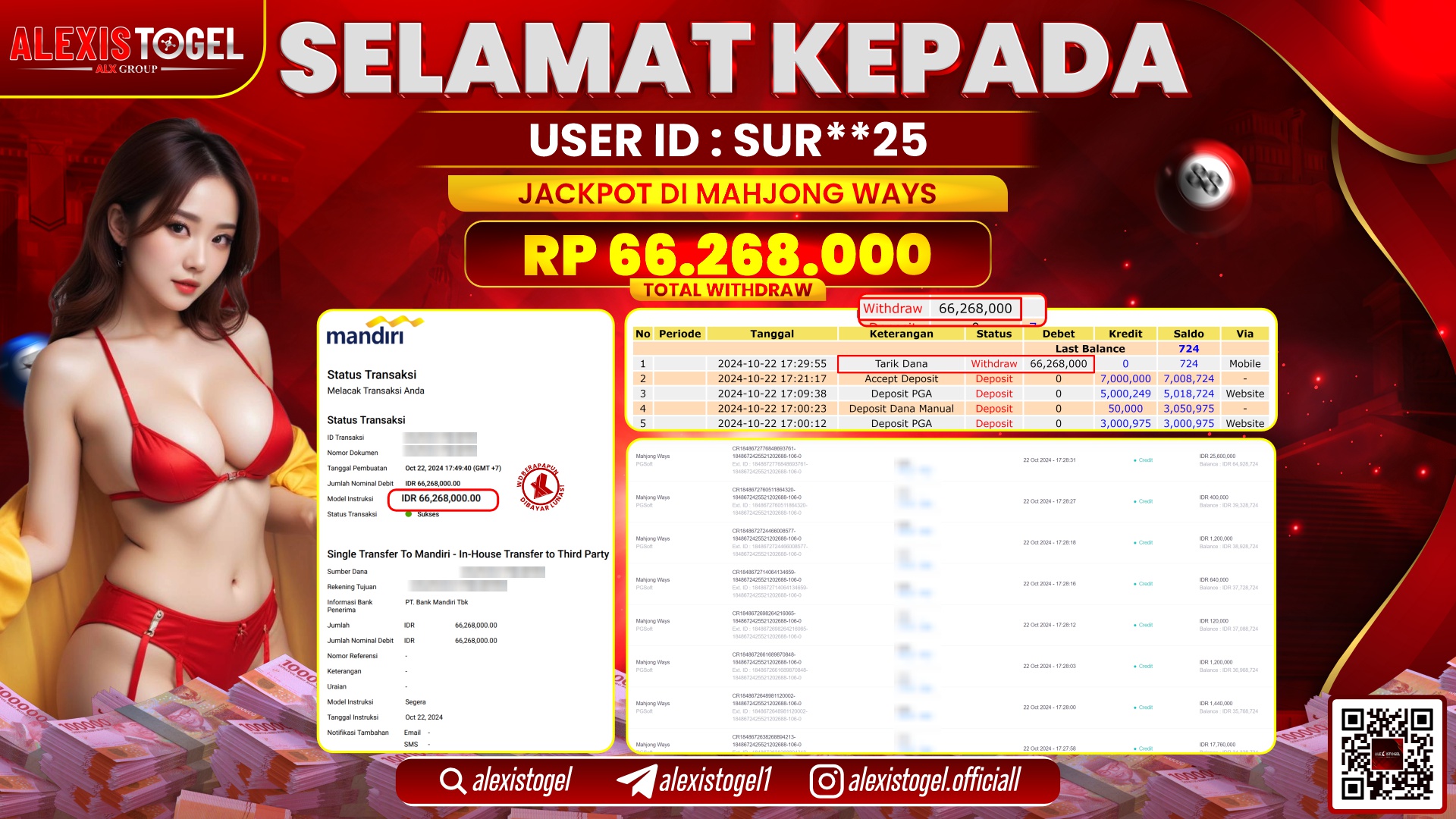 ALEXISTOGEL SLOT MAHJONG WAYS RP.66.268.000 LUNAS