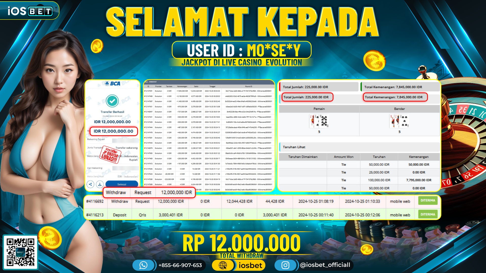 Bukti Pembayaran LUNAS LIVE GAME GACOR Rp.12.000.000,-