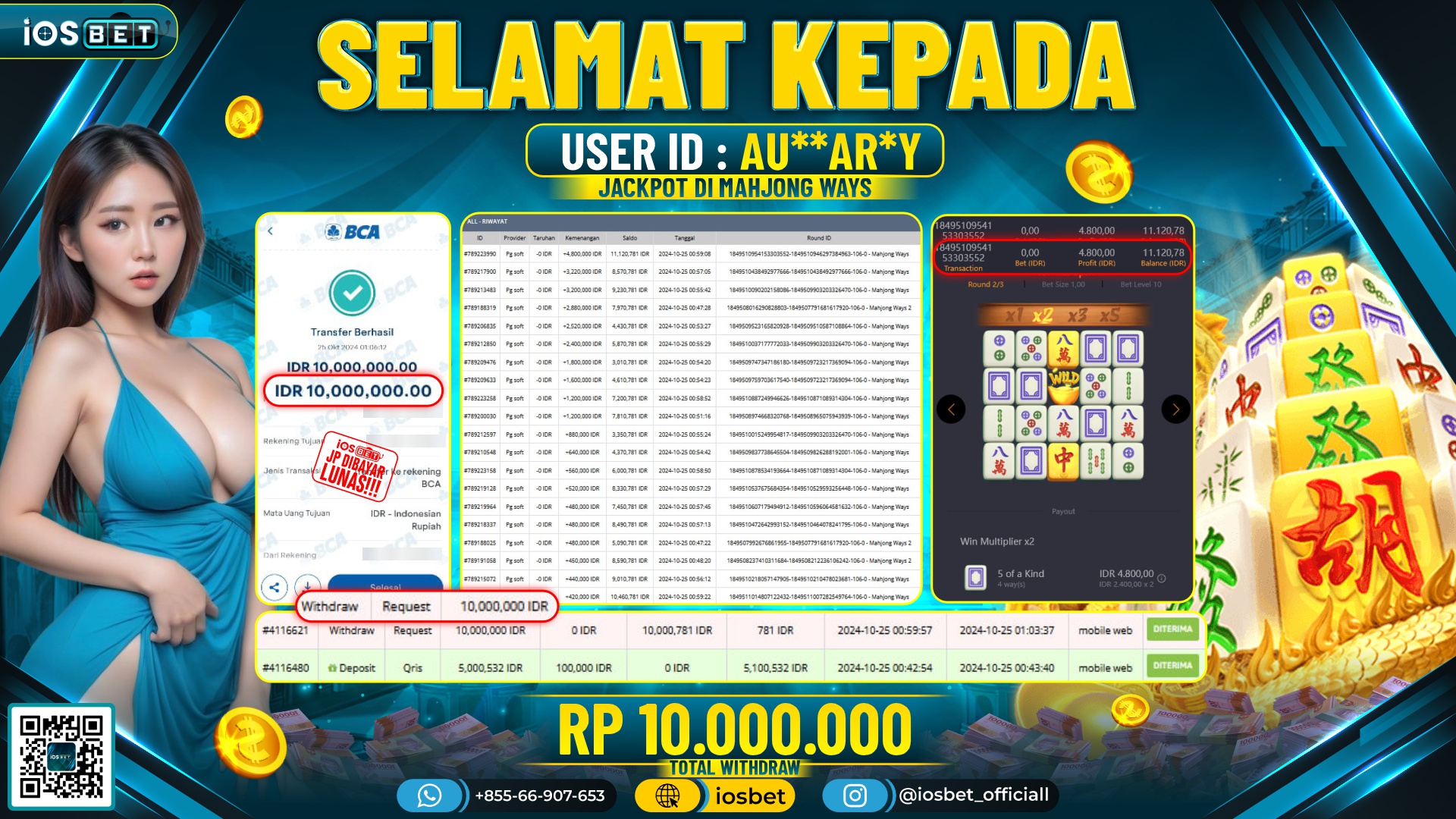 Bukti Pembayaran LUNAS SLOT GAME GACOR Rp.10.000.000,-