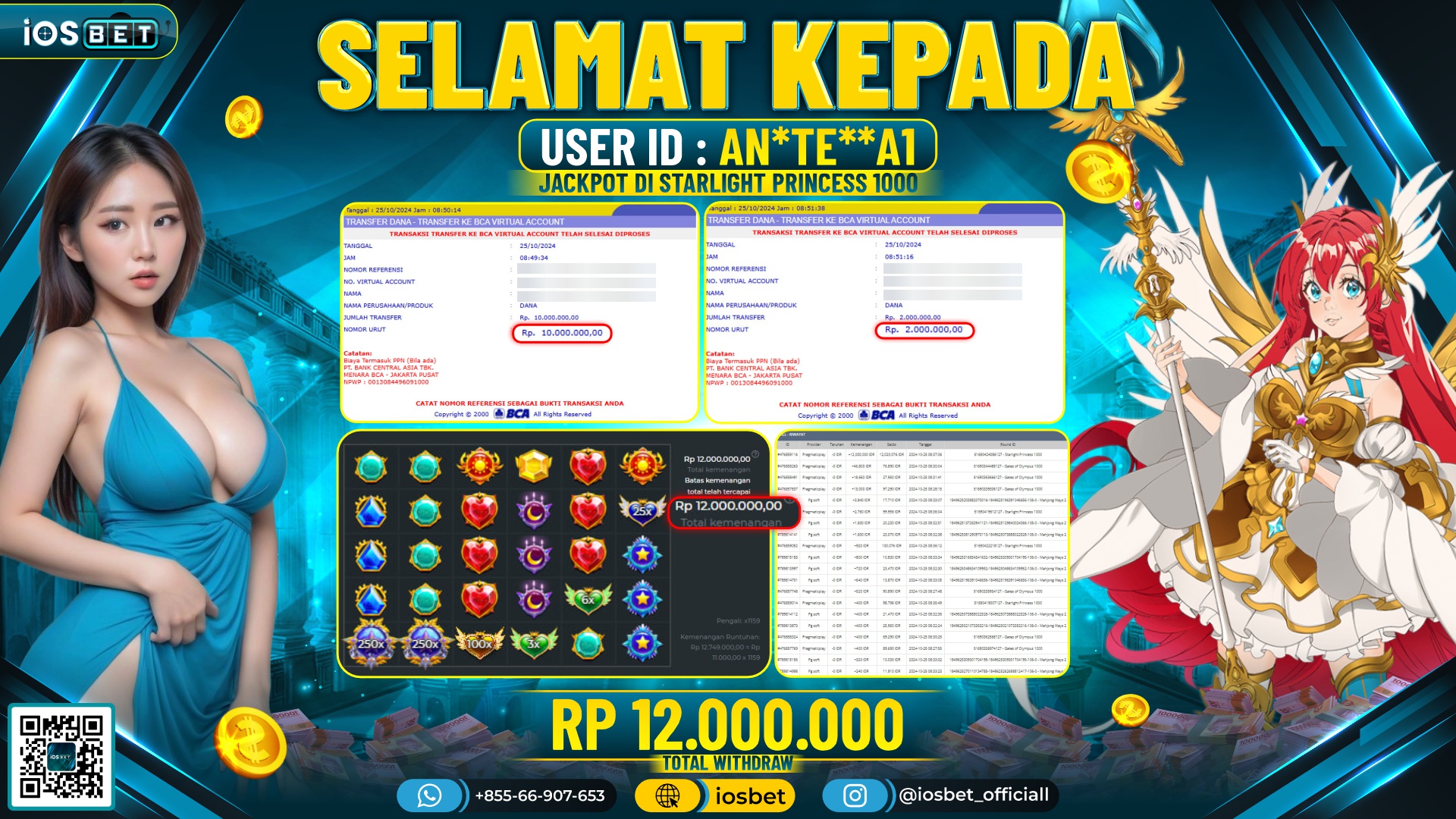Bukti Pembayaran LUNAS SLOT GAME GACOR Rp.12.000.000,-