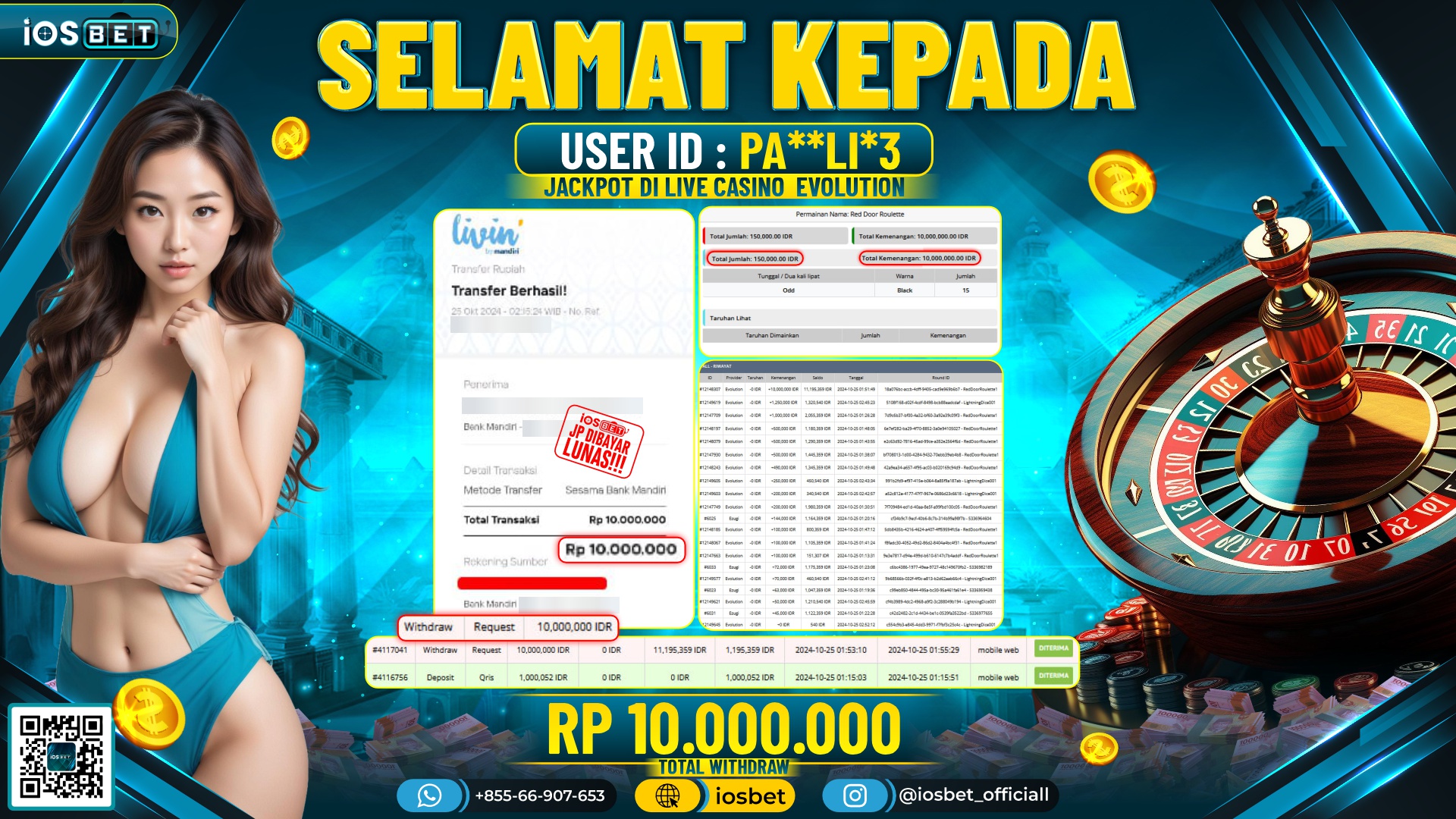 Bukti Pembayaran LUNAS LIVE GAME GACOR Rp.10.000.000,-