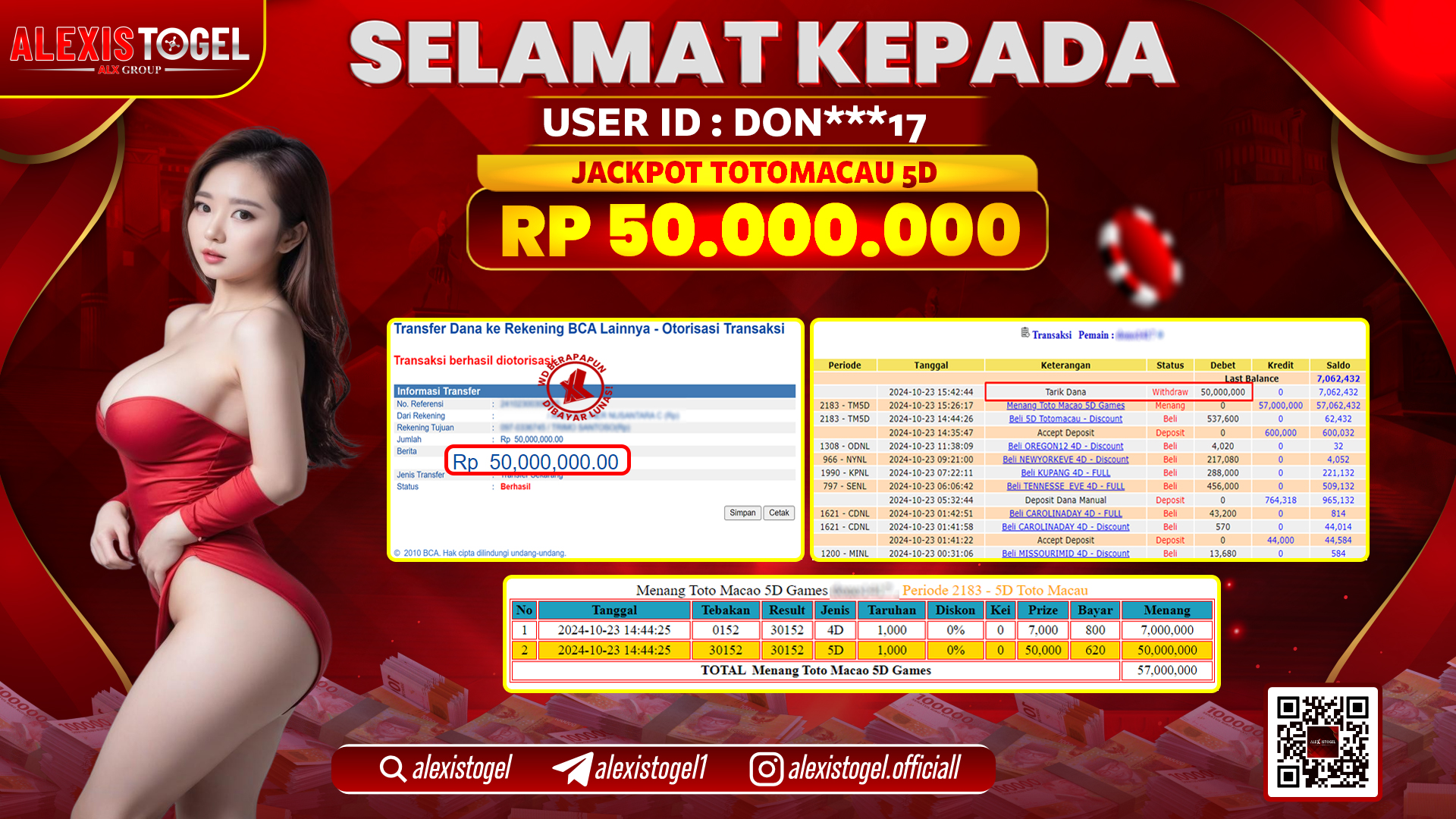 ALEXISTOGEL TOGEL TOTOMACAU 5D RP.50.000.000 LUNAS