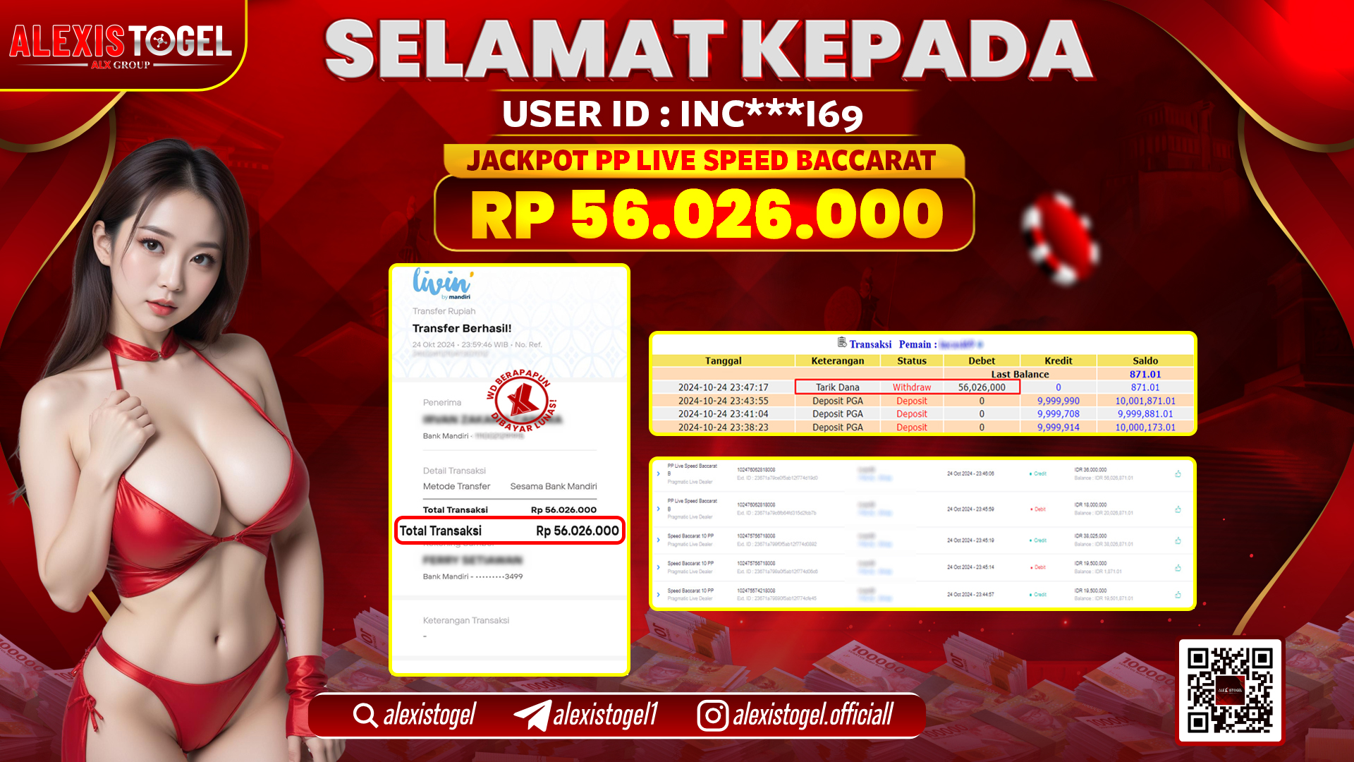 ALEXISTOGEL PP LIVE SPEED BACCARAT RP.56.026.000 LUNAS