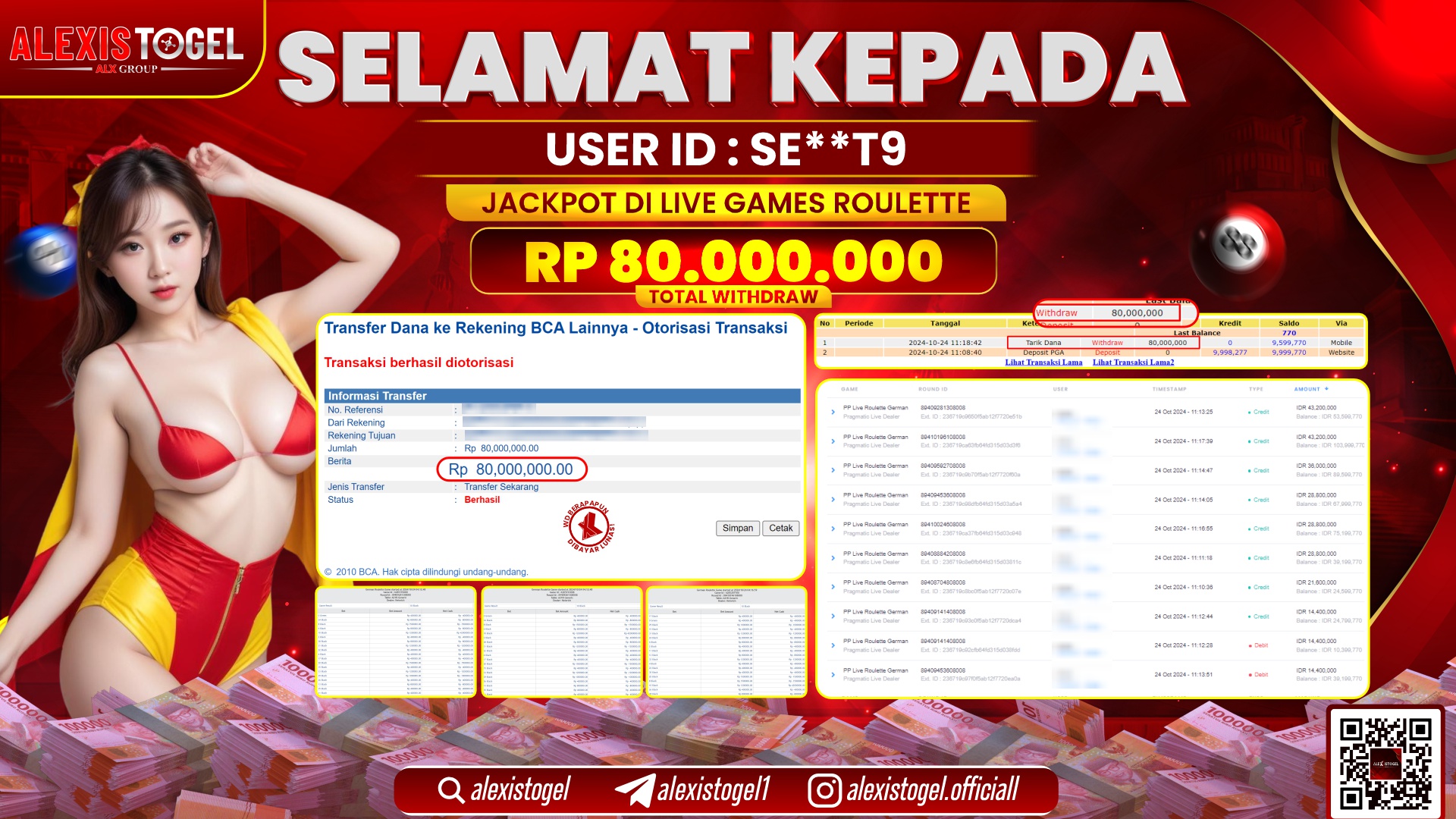 ALEXISTOGEL LIVE GAMES ROULETTE RP.80.000.000 LUNAS