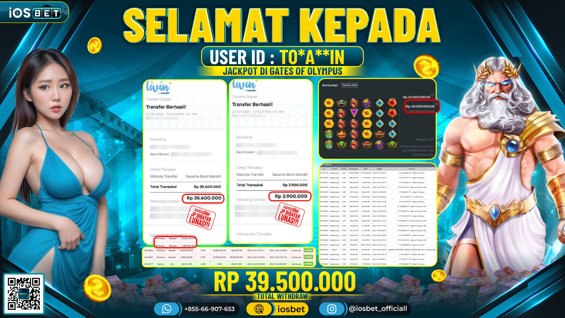 Bukti Pembayaran LUNAS SLOT GAME GACOR Rp.39.500.000,-