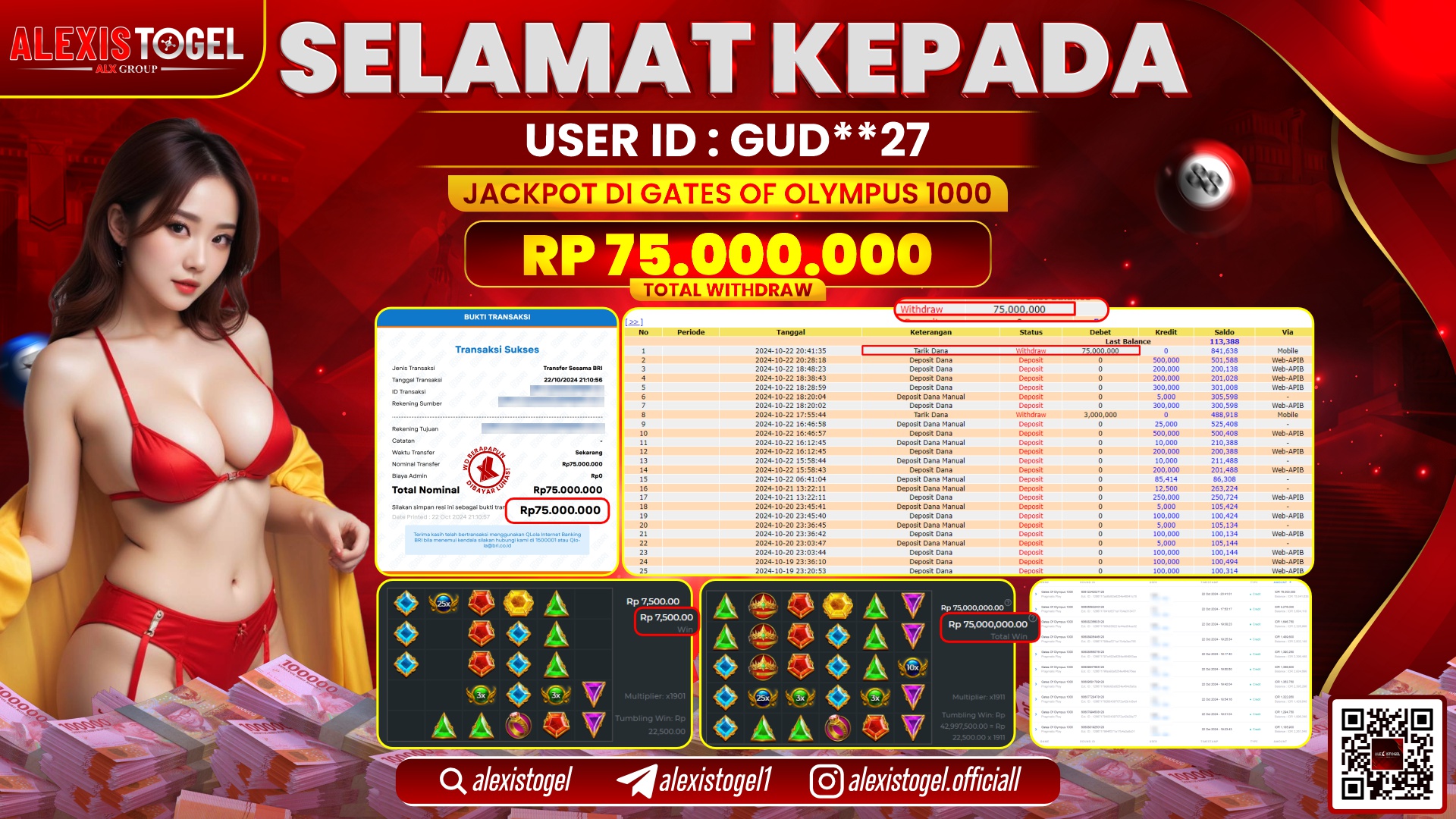 ALEXISTOGEL SLOT GATES OF OLYMPUS RP.75.000.000 LUNAS