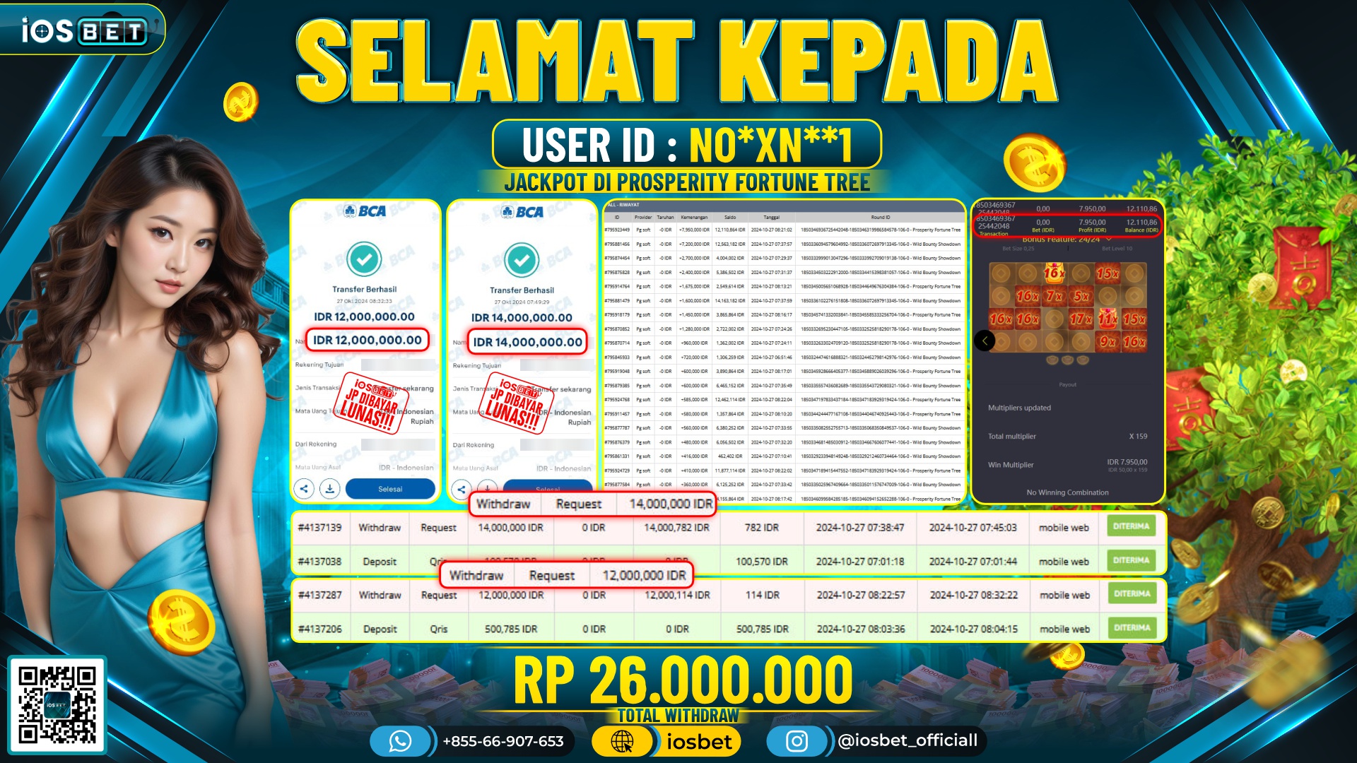 Bukti Pembayaran LUNAS SLOT GAME GACOR Rp.26.000.000,-