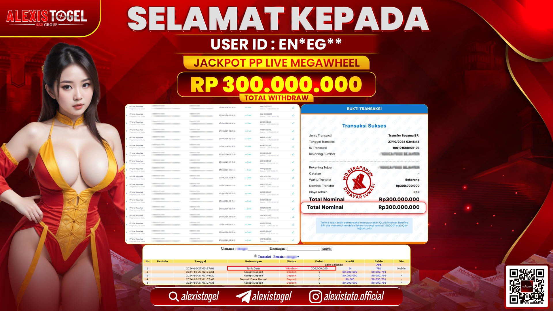 ALEXISTOGEL PP LIVE MEGAWHEEL RP.300.000.000 LUNAS