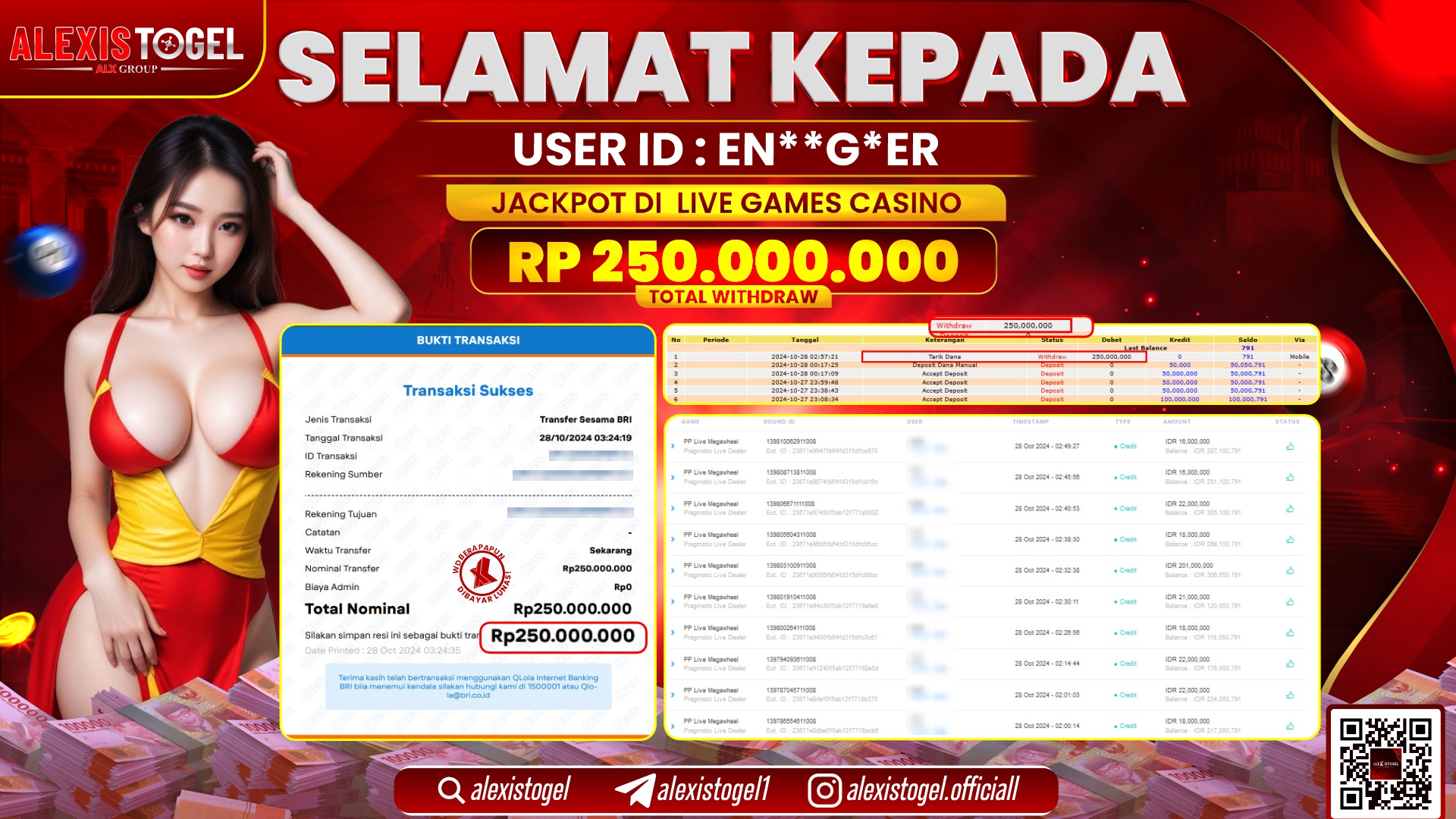 ALEXISTOGEL LIVE GAMES CASINO RP.250.000.000 LUNAS