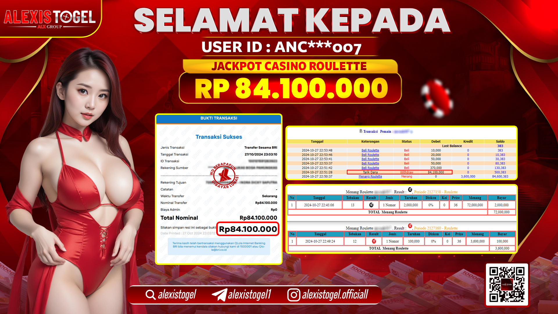 ALEXISTOGEL CASINO ROULETTE RP.84.100.000 LUNAS