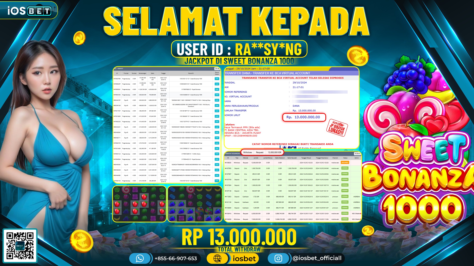 Bukti Pembayaran LUNAS SLOT GAME GACOR Rp.13.000.000,-