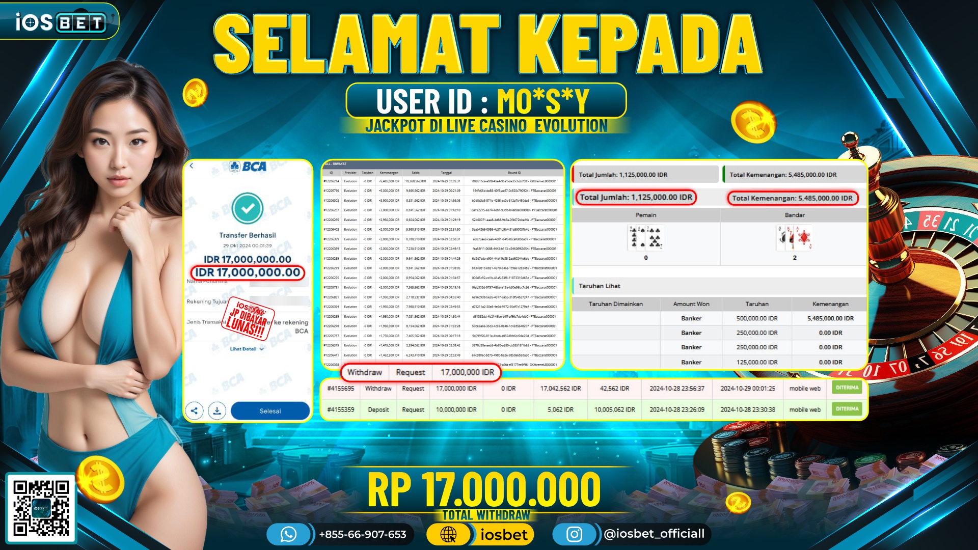 Bukti Pembayaran LUNAS LIVE GAME GACOR Rp.17.000.000,-