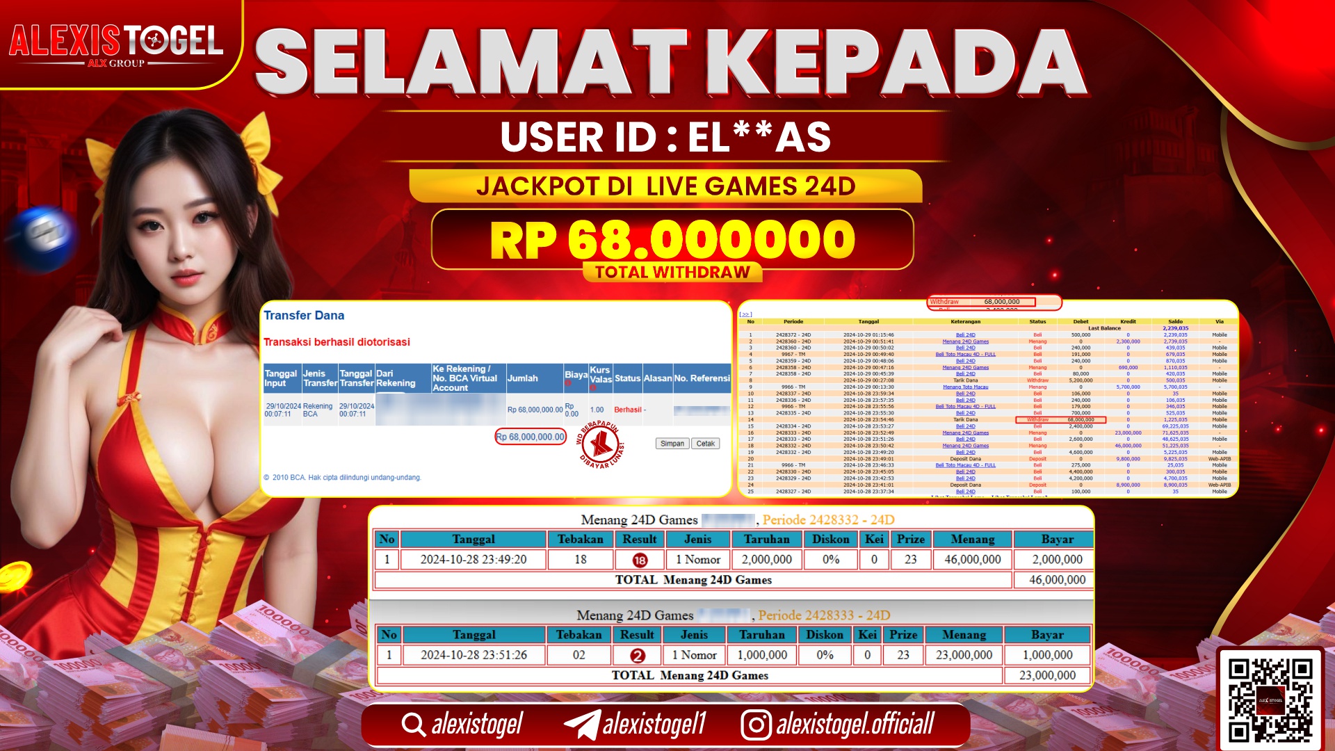 ALEXISTOGEL LIVE GAMES 24D RP.68.000.000 LUNAS