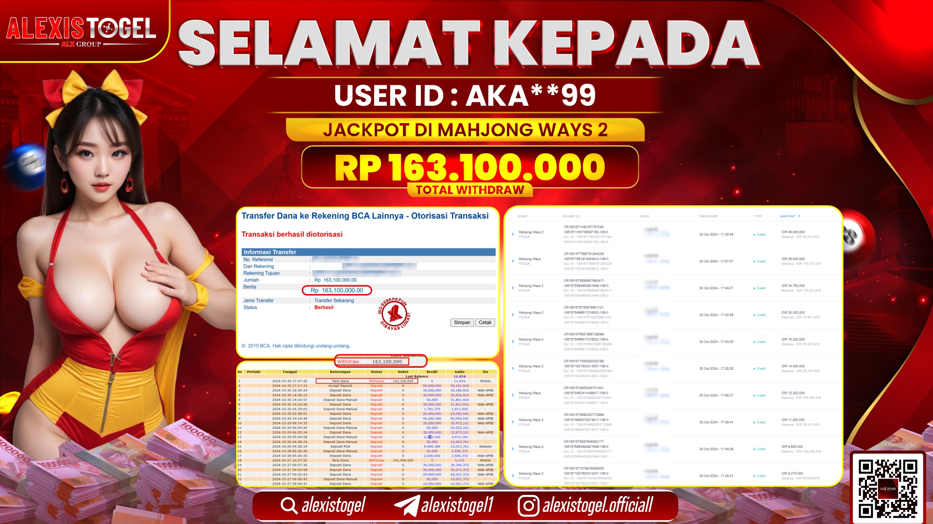 ALEXISTOGEL SLOT MAHJONG WAYS 2 RP.163.100.000 LUNAS