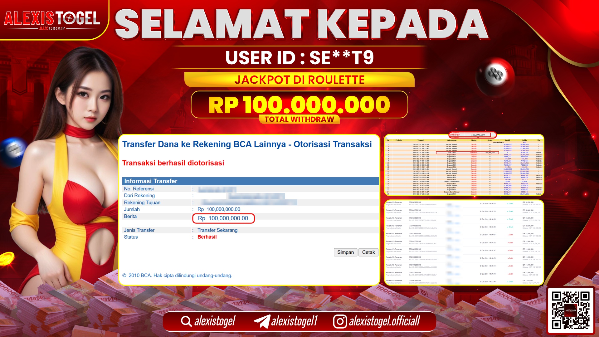 ALEXISTOGEL LIVE GAMES ROULETTE RP.100.000.000 LUNAS