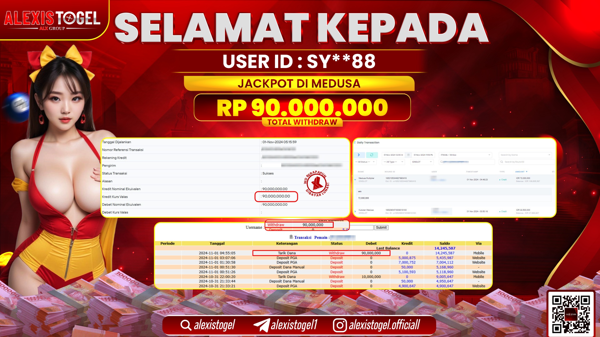 ALEXISTOGEL di SLOT MEDUSA RP.90.000.000 LUNAS