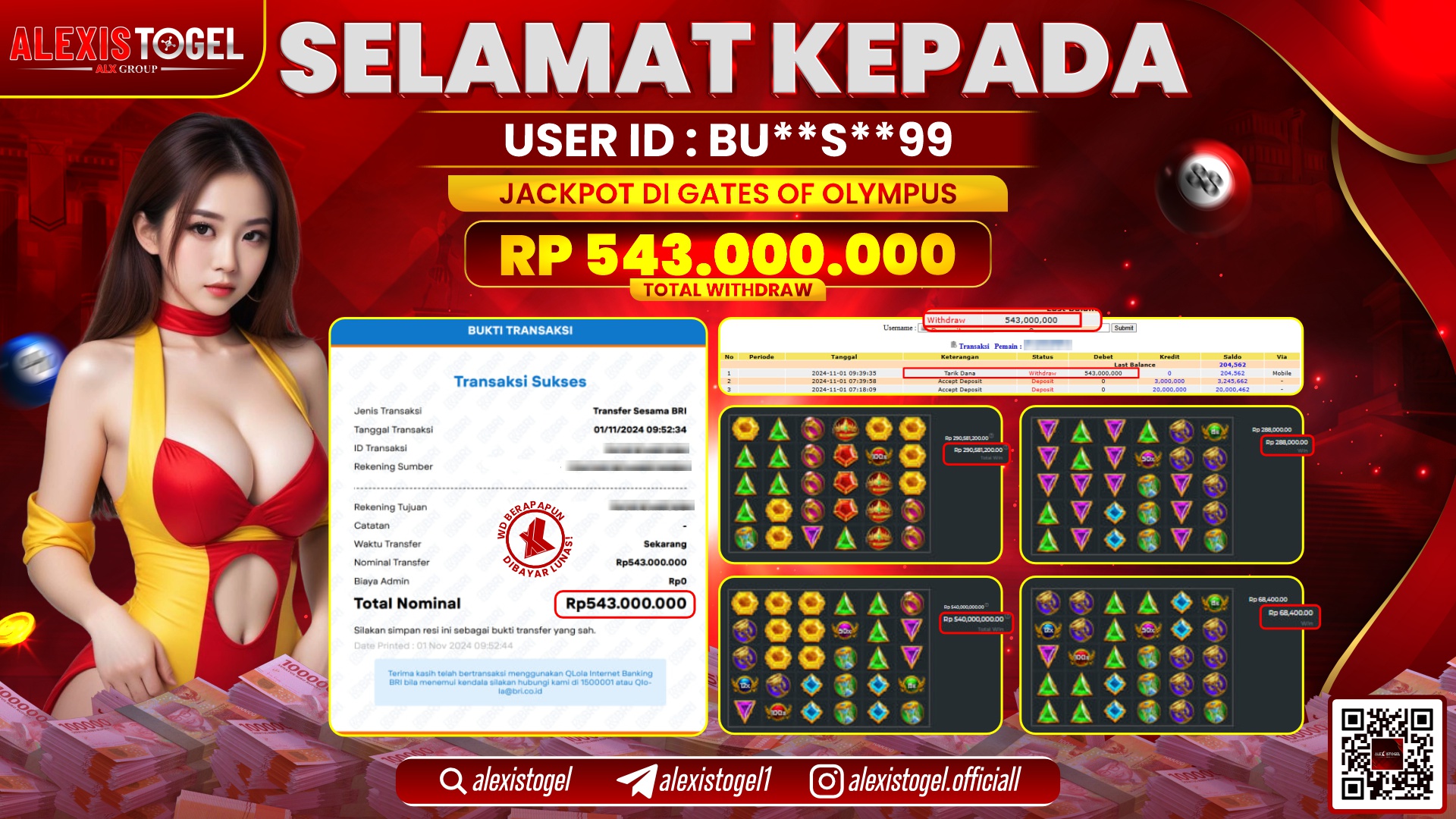 ALEXISTOGEL di SLOT GATES OF OLYMPUS RP.543.000.000 LUNAS