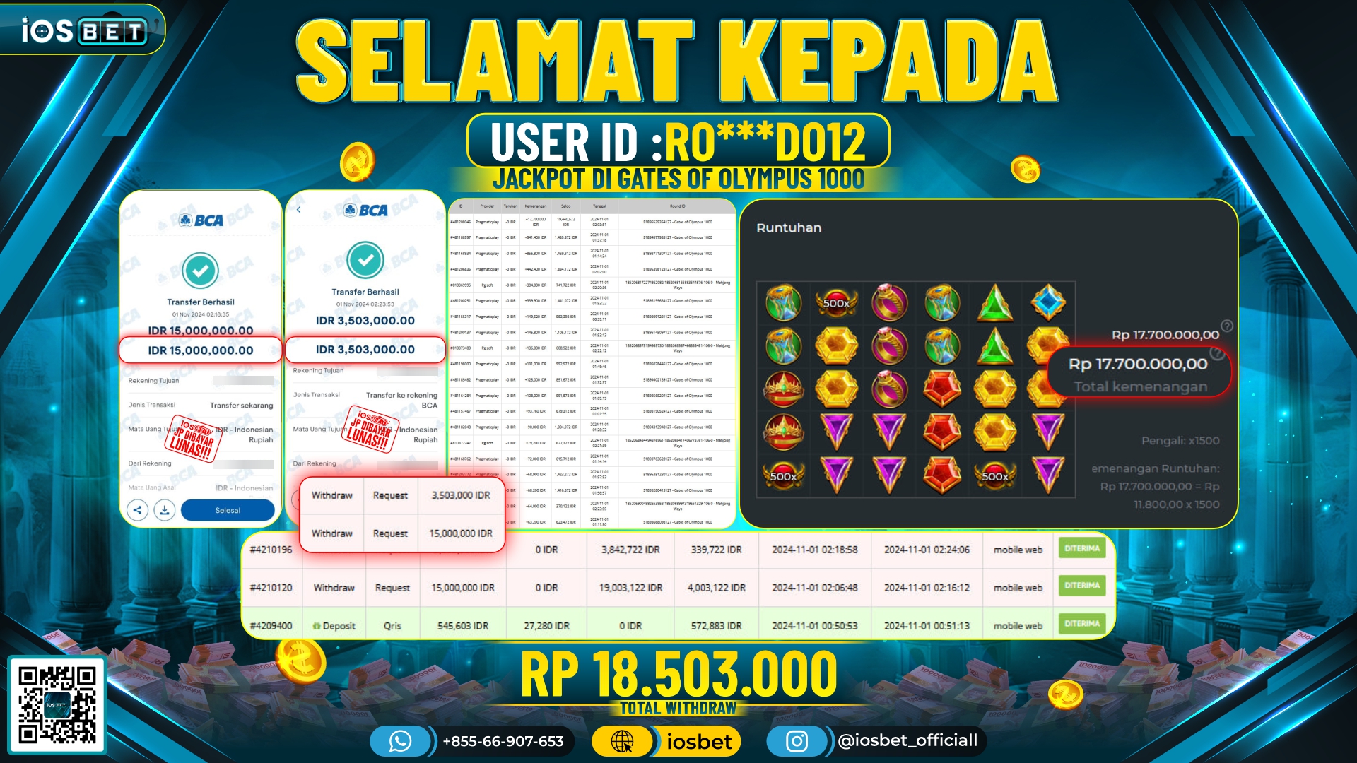 Bukti Pembayaran LUNAS SLOT GAME GACOR Rp.18.503.000,-
