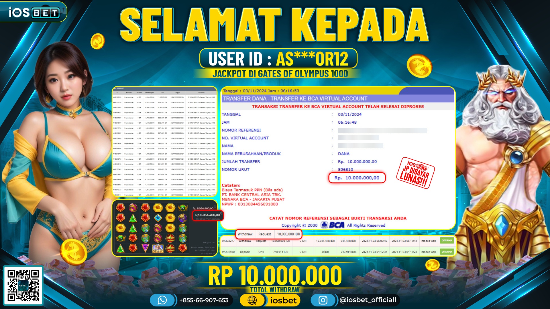 Bukti Pembayaran LUNAS SLOT GAME GACOR Rp.10.000.000,-