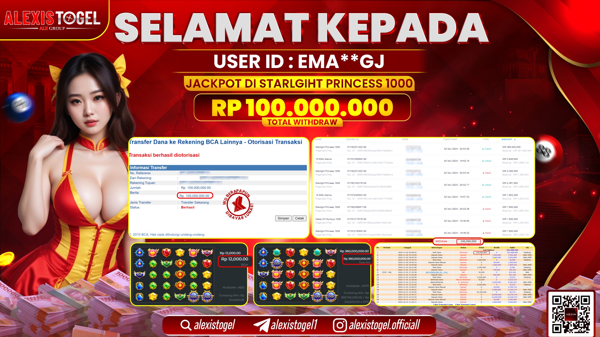 ALEXISTOGEL di SLOT STARLIGHT PRINCESS RP.100.000.000 LUNAS