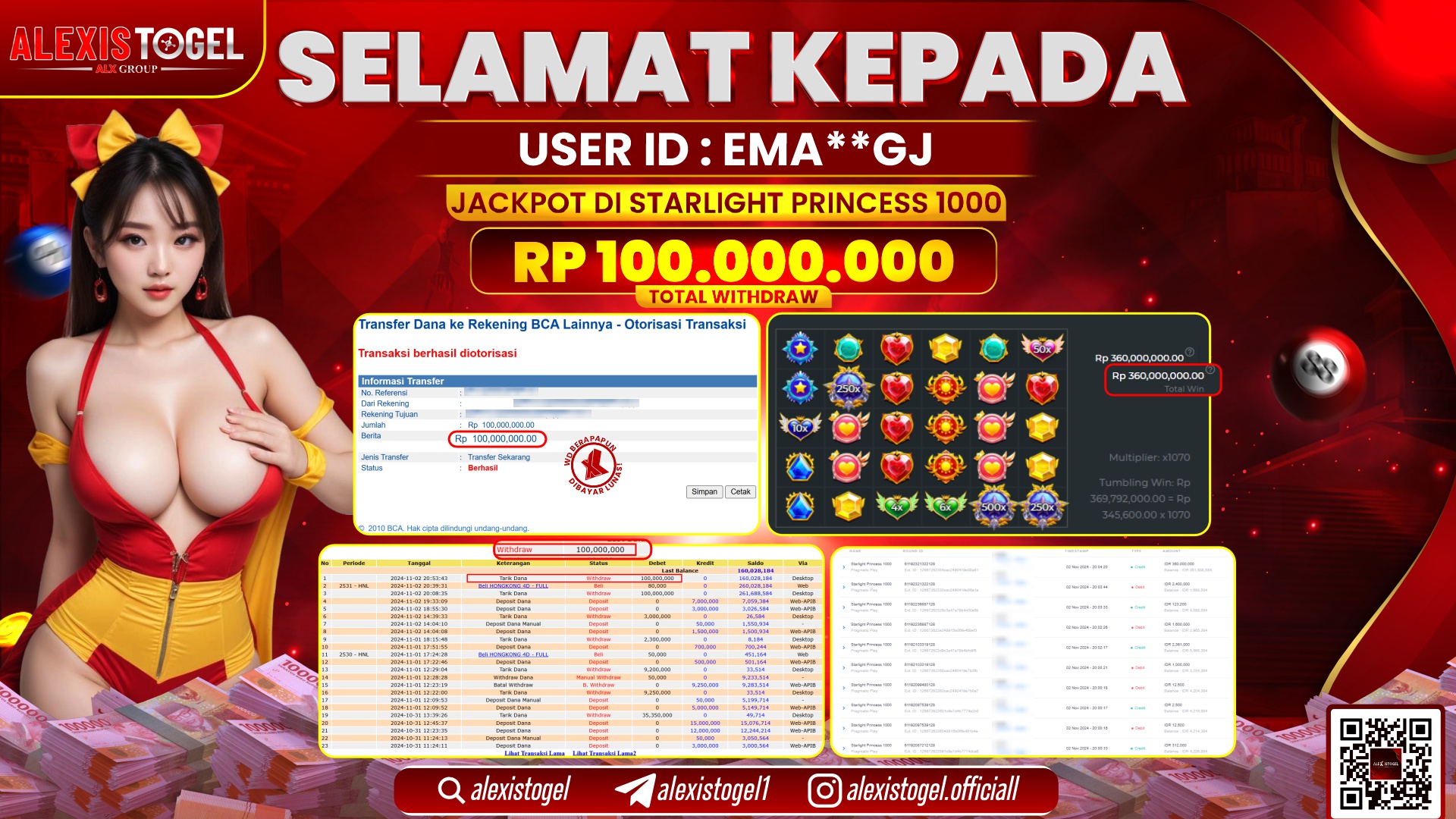 ALEXISTOGEL di SLOT STARLIGHT PRINCESS RP.100.000.000 LUNAS