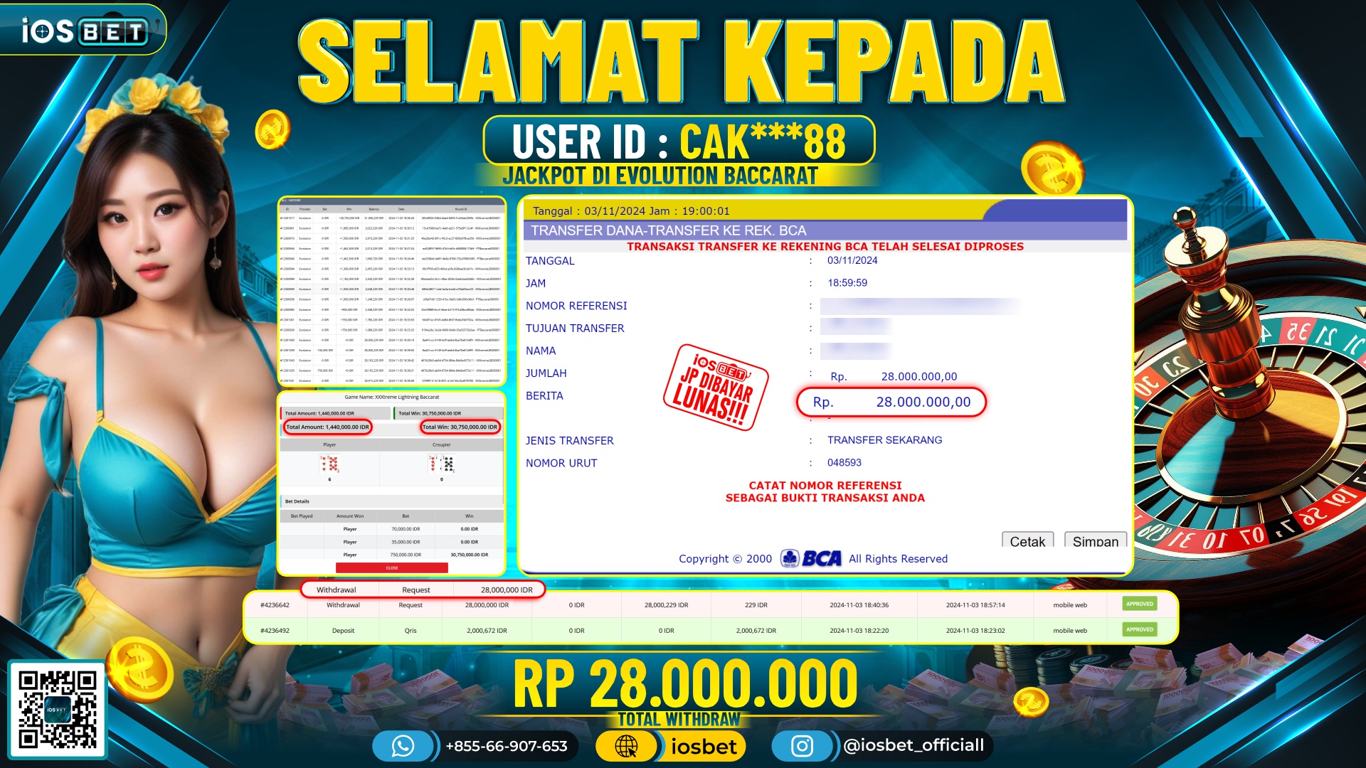 Bukti Pembayaran LUNAS LIVE GAME GACOR Rp.28.000.000,-