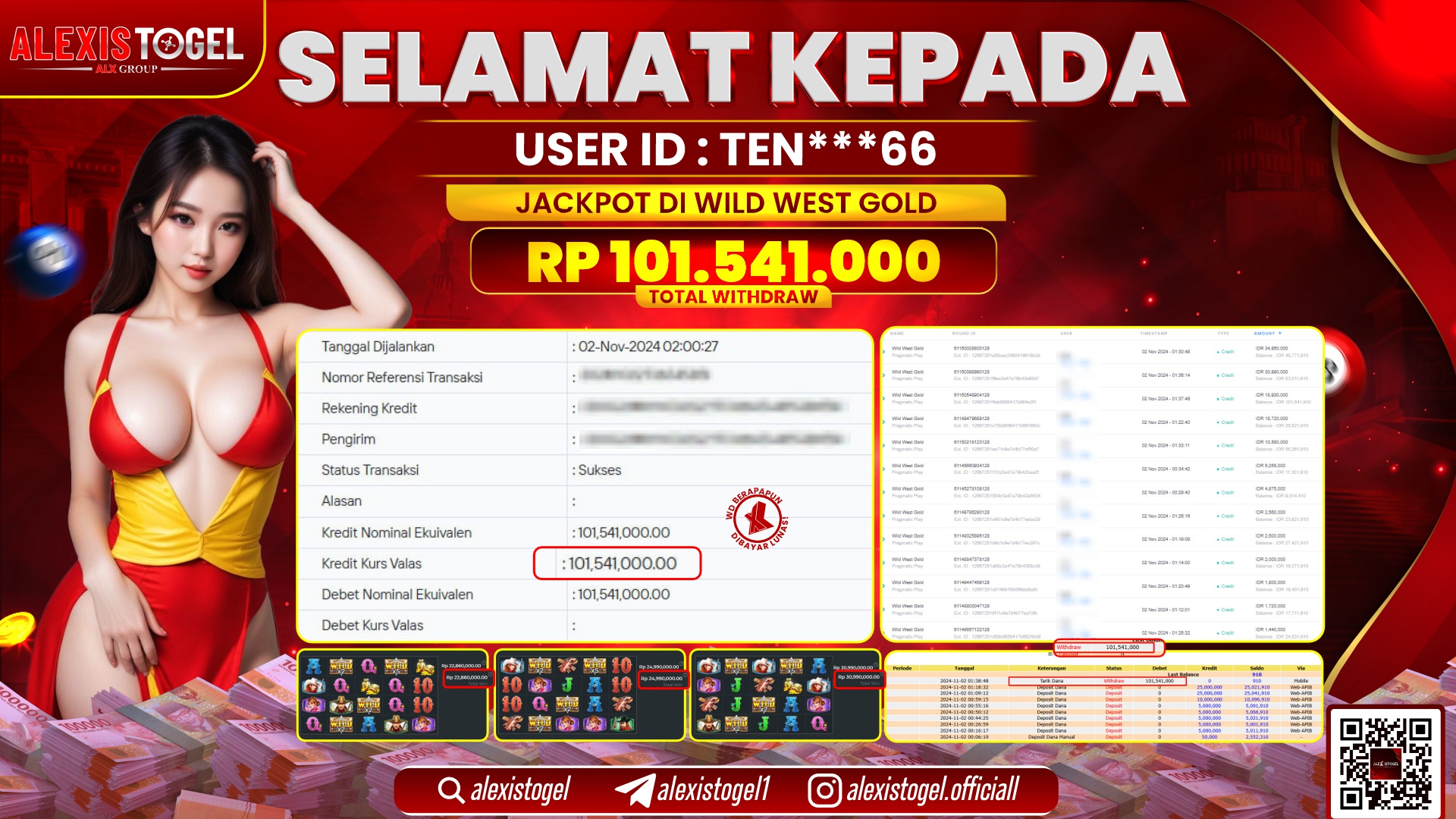 ALEXISTOGEL di SLOT WILD WEST GOLD RP.101.541.000 LUNAS