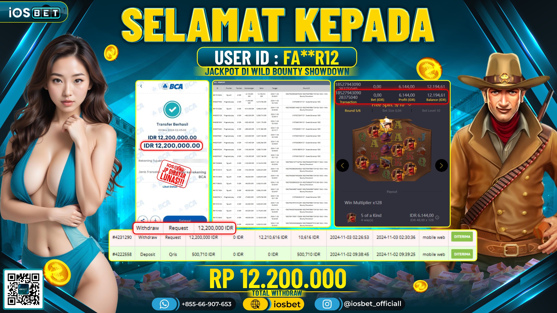 Bukti Pembayaran LUNAS SLOT GAME GACOR Rp.12.200.000,-