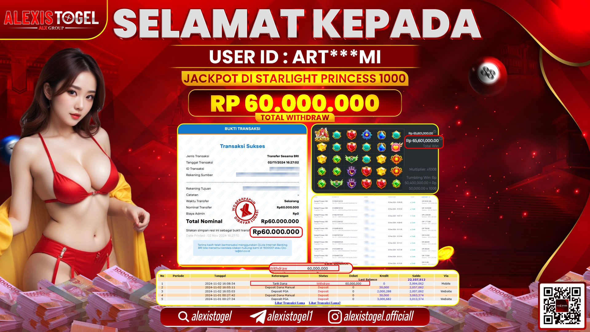 ALEXISTOGEL di SLOT STARLIGHT PRINCESS RP.60.000.000 LUNAS