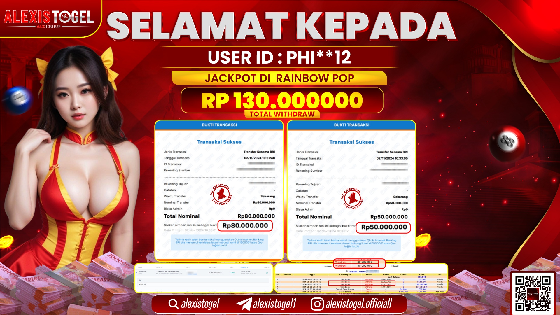 ALEXISTOGEL di SLOT RAINBOW POP RP.130.000.000 LUNAS