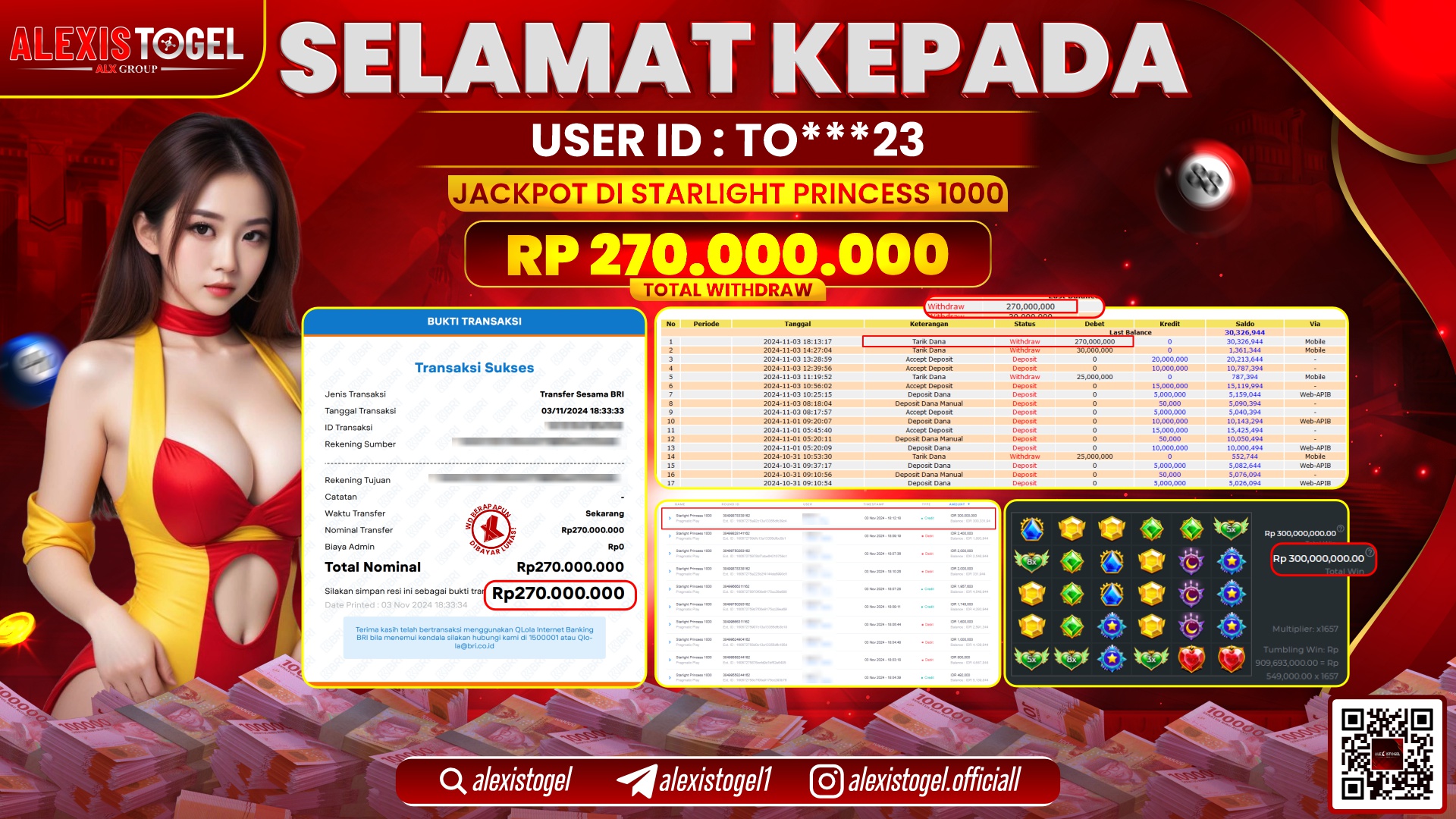 ALEXISTOGEL di SLOT STARLIGHT PRINCESS RP.270.000.000 LUNAS