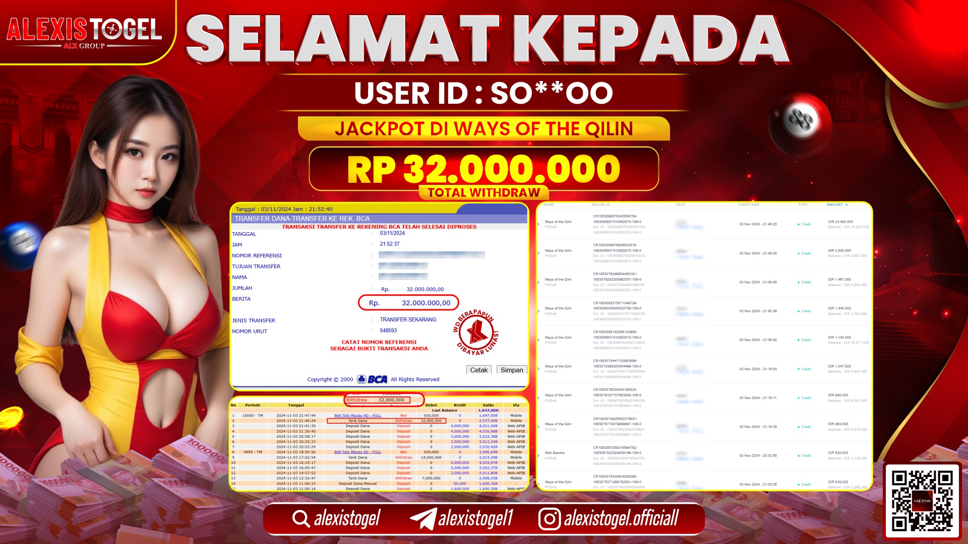 ALEXISTOGEL di SLOT WAYS OF THE QILIN RP.32.000.000 LUNAS