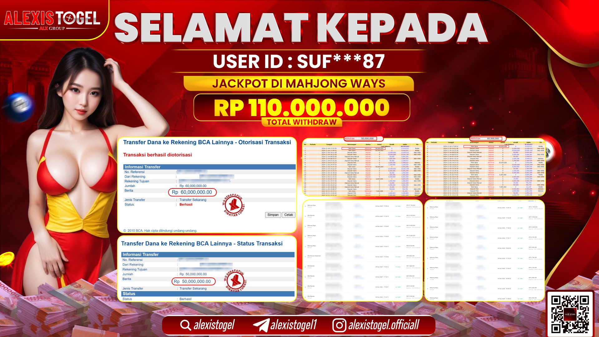 ALEXISTOGEL di SLOT MAHJONG WAYS RP.110.000.000 LUNAS