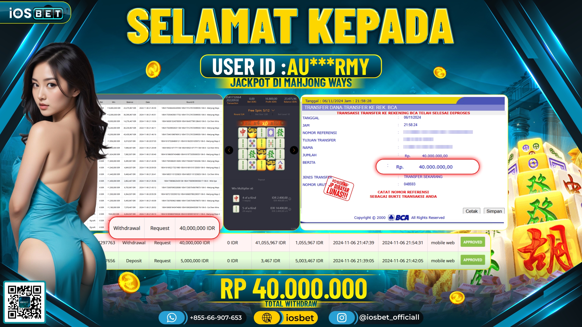 Bukti Pembayaran LUNAS SLOT GAME GACOR Rp.40.000.000,-